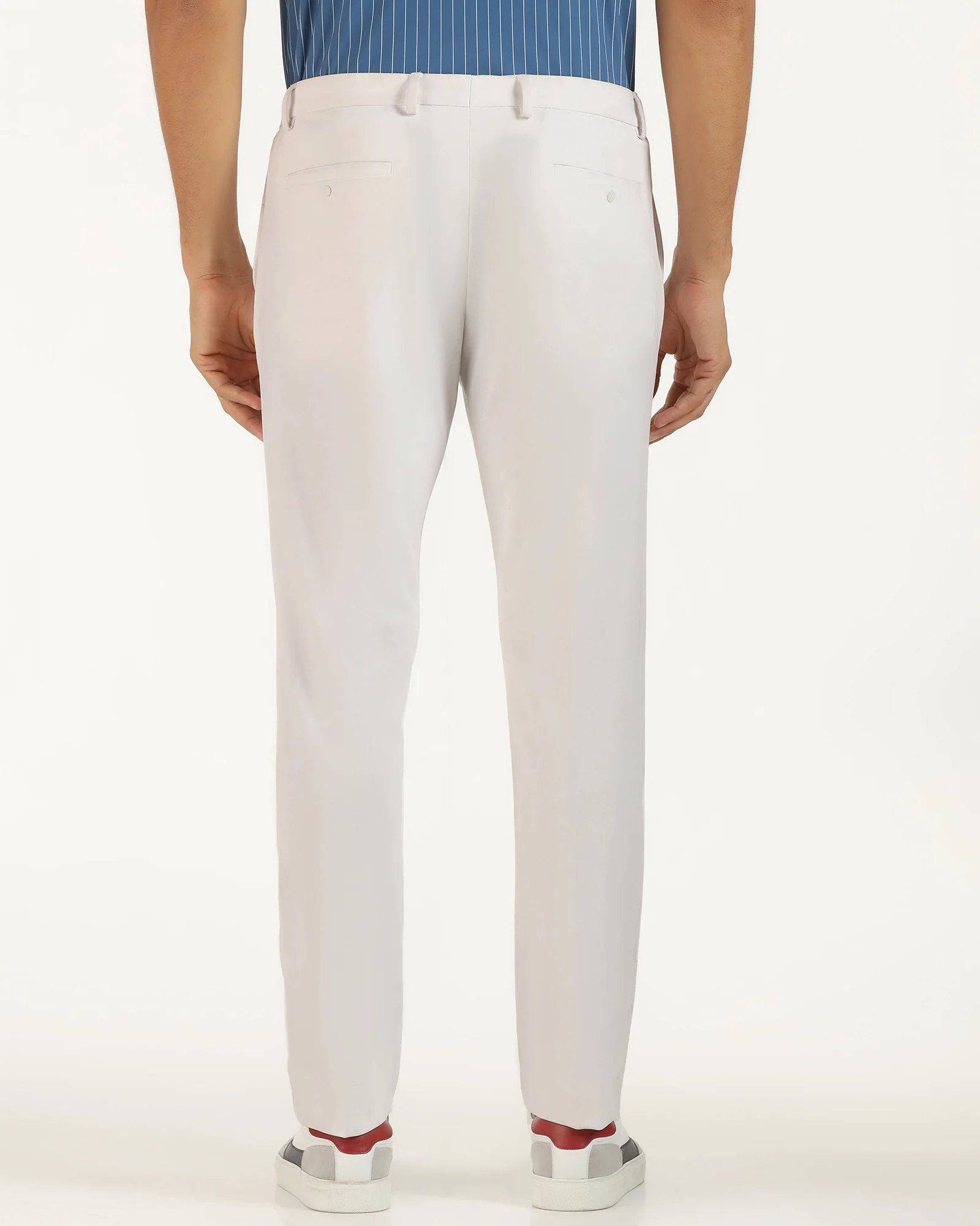TechPro Slim Fit B-91 Formal White Solid Trouser - Explorer - Image 2