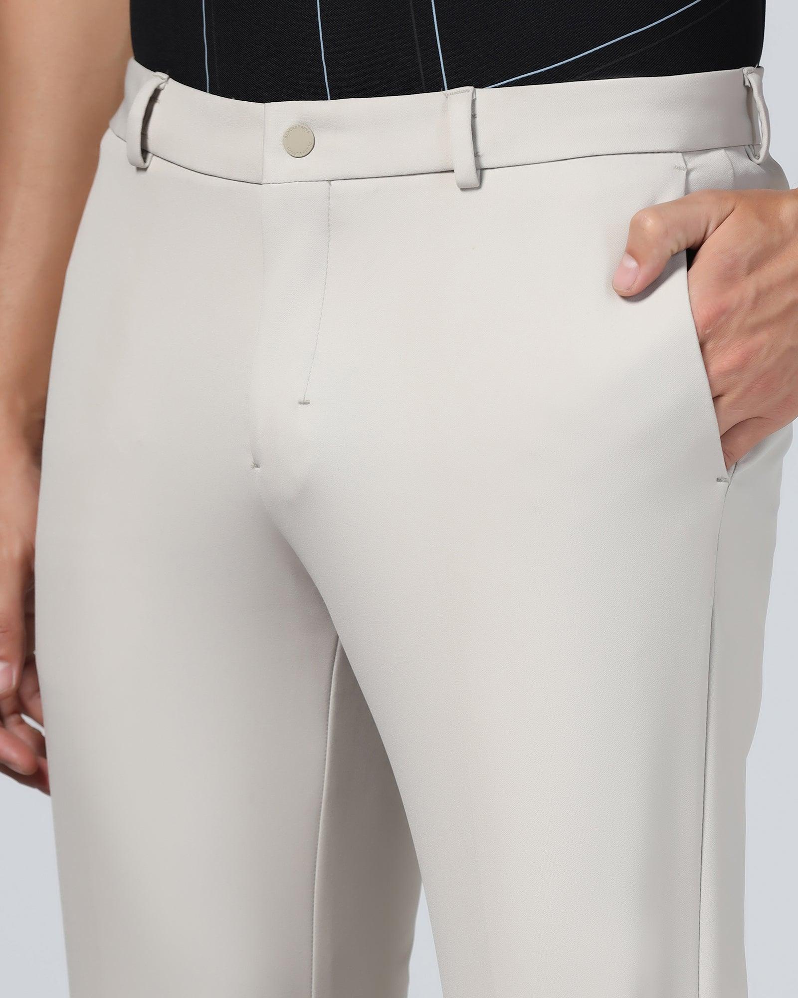 TechPro Slim Fit B-91 Formal Beige Solid Trouser - Ashley - Image 4