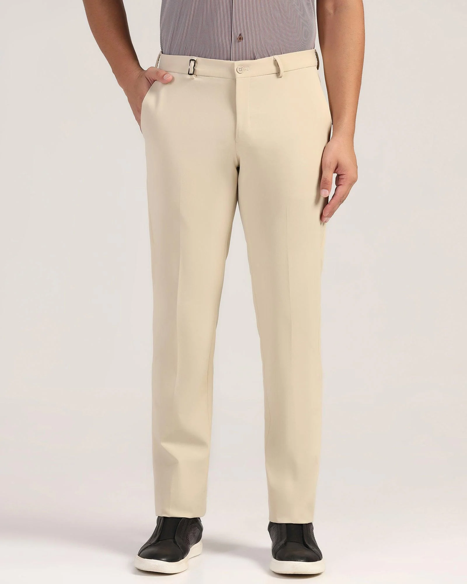 TechPro Slim Fit B-91 Formal Beige Solid Trouser - Sonet - Image 3