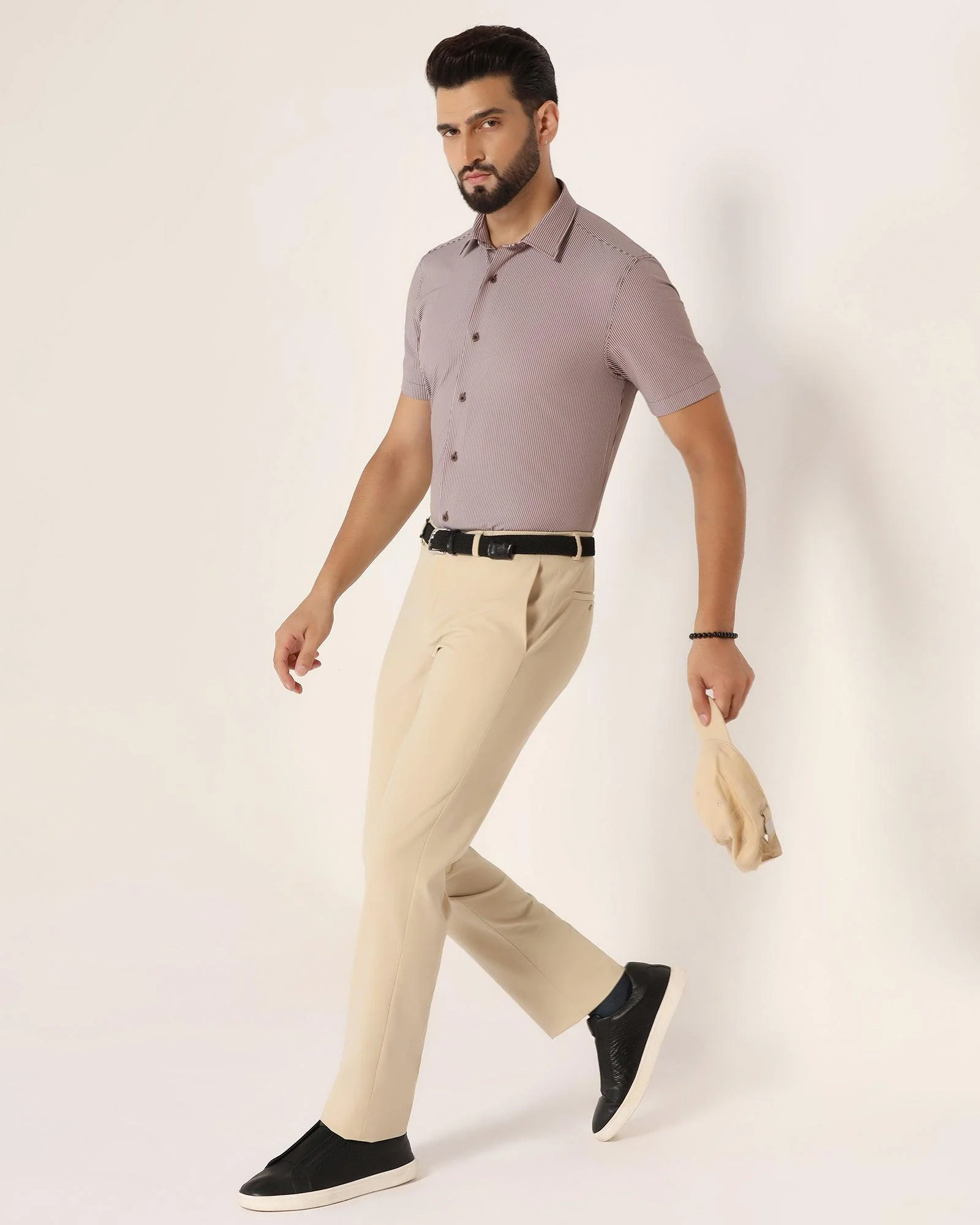 TechPro Slim Fit B-91 Formal Beige Solid Trouser - Sonet - Image 7
