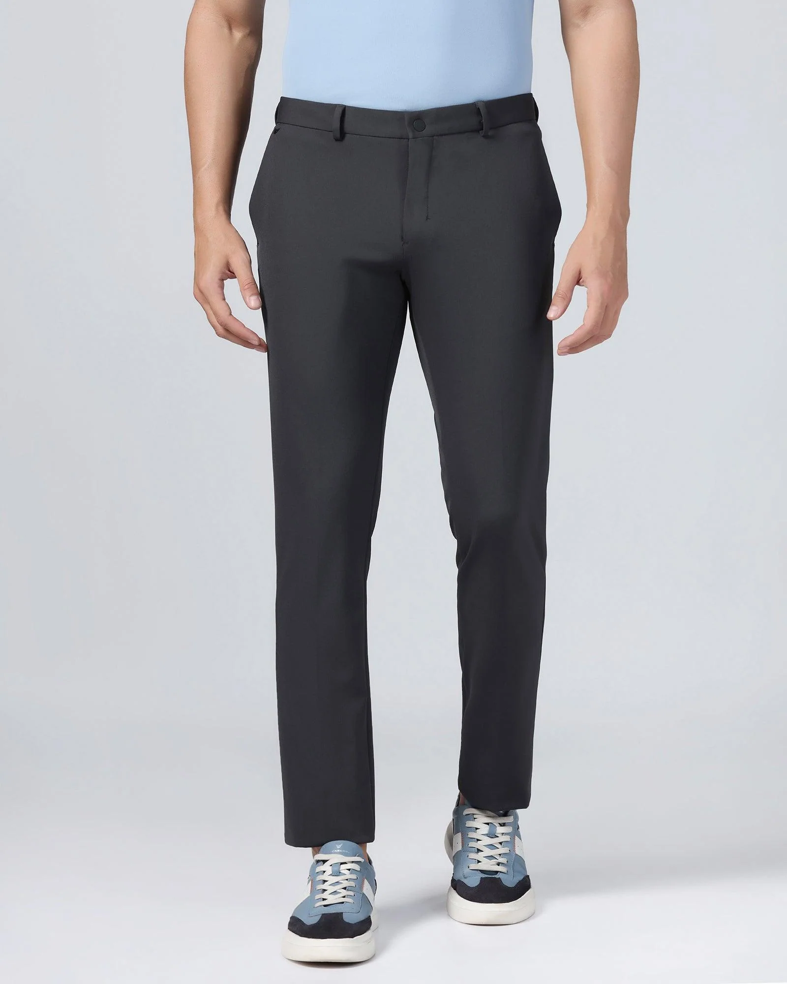 TechPro Slim Fit B-91 Formal Charcoal Solid Trouser - Ashley - Image 3