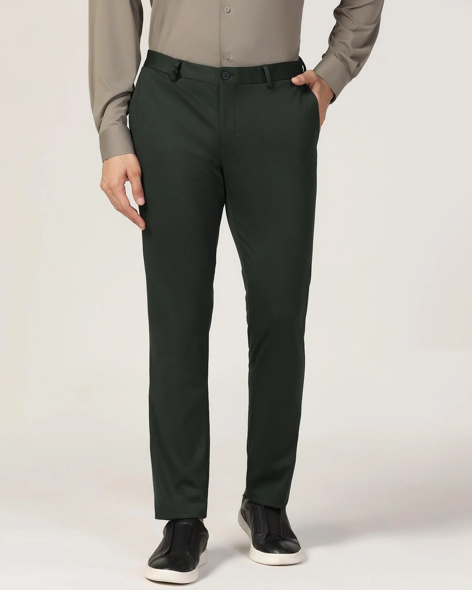 TechPro Slim Fit B-91 Formal Green Solid Trouser - Explorer - Image 2