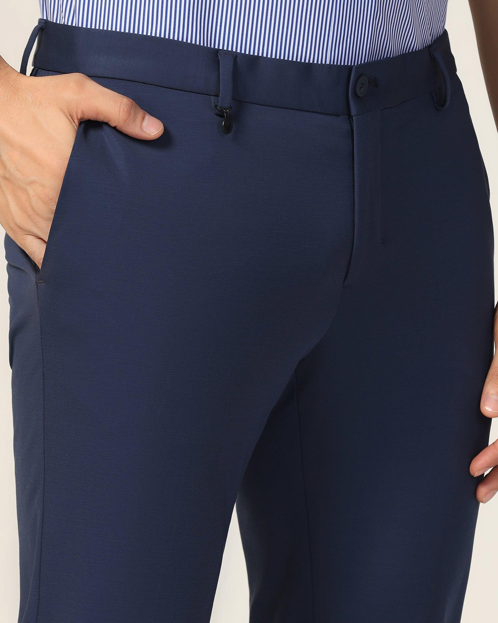TechPro Slim Fit B-91 Formal Navy Solid Trouser - Explorer - Image 4