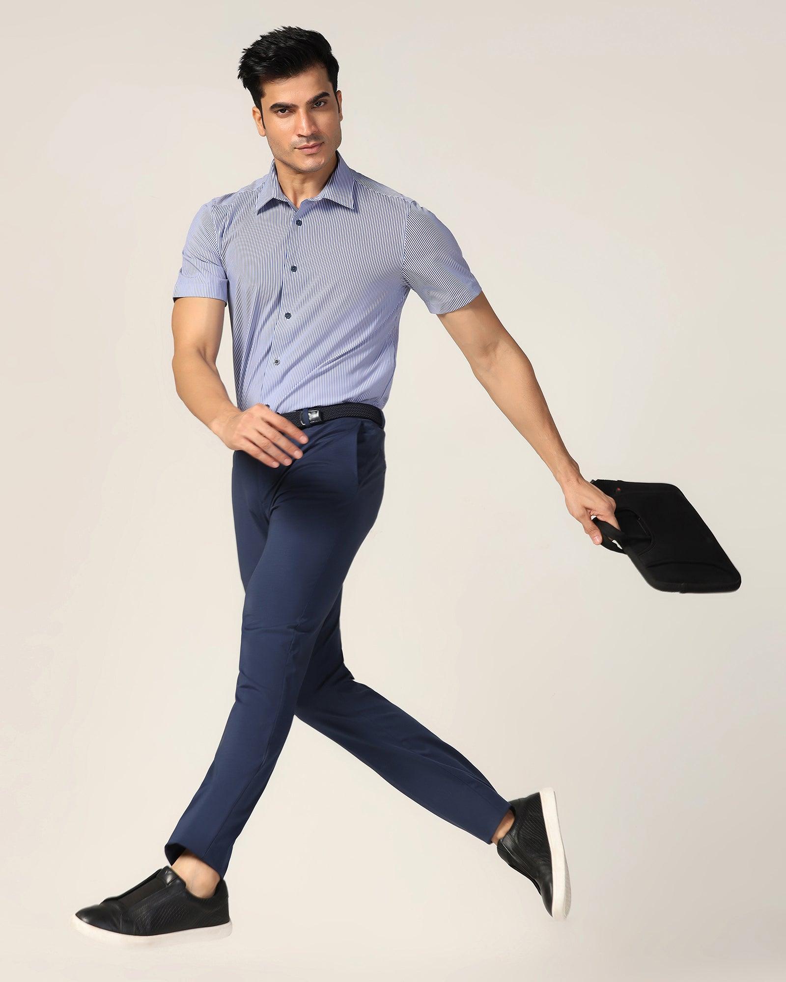 TechPro Slim Fit B-91 Formal Navy Solid Trouser - Explorer - Image 7