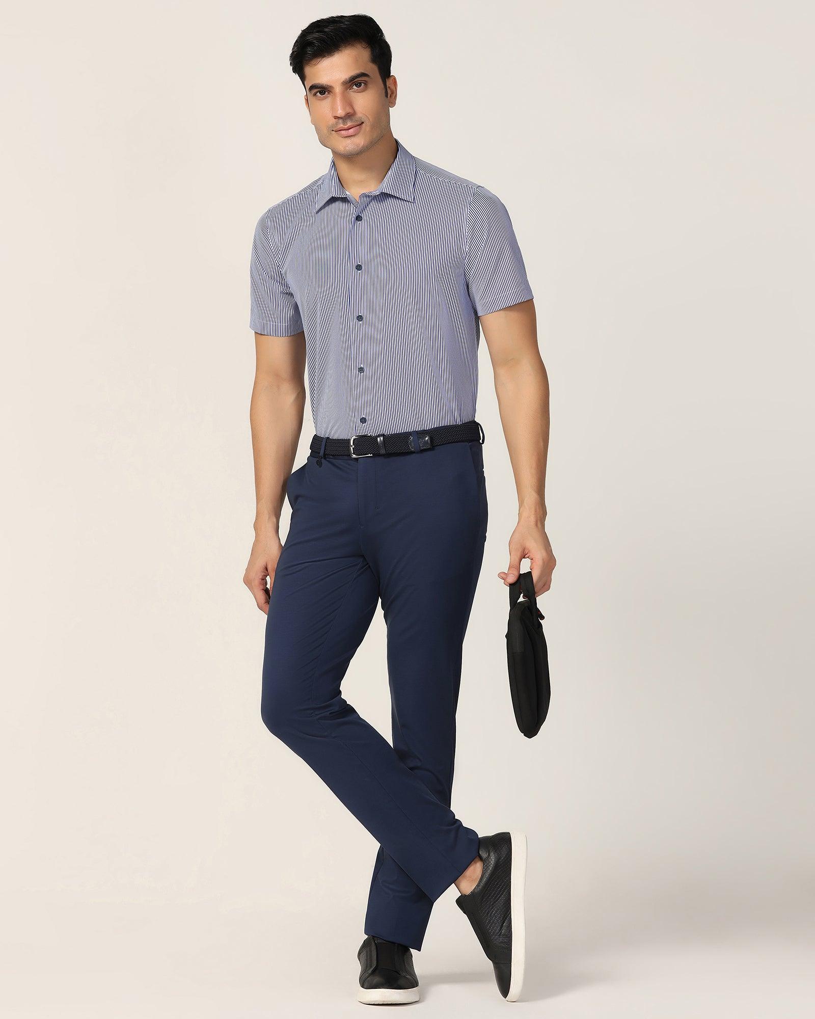 TechPro Slim Fit B-91 Formal Navy Solid Trouser - Explorer - Image 8