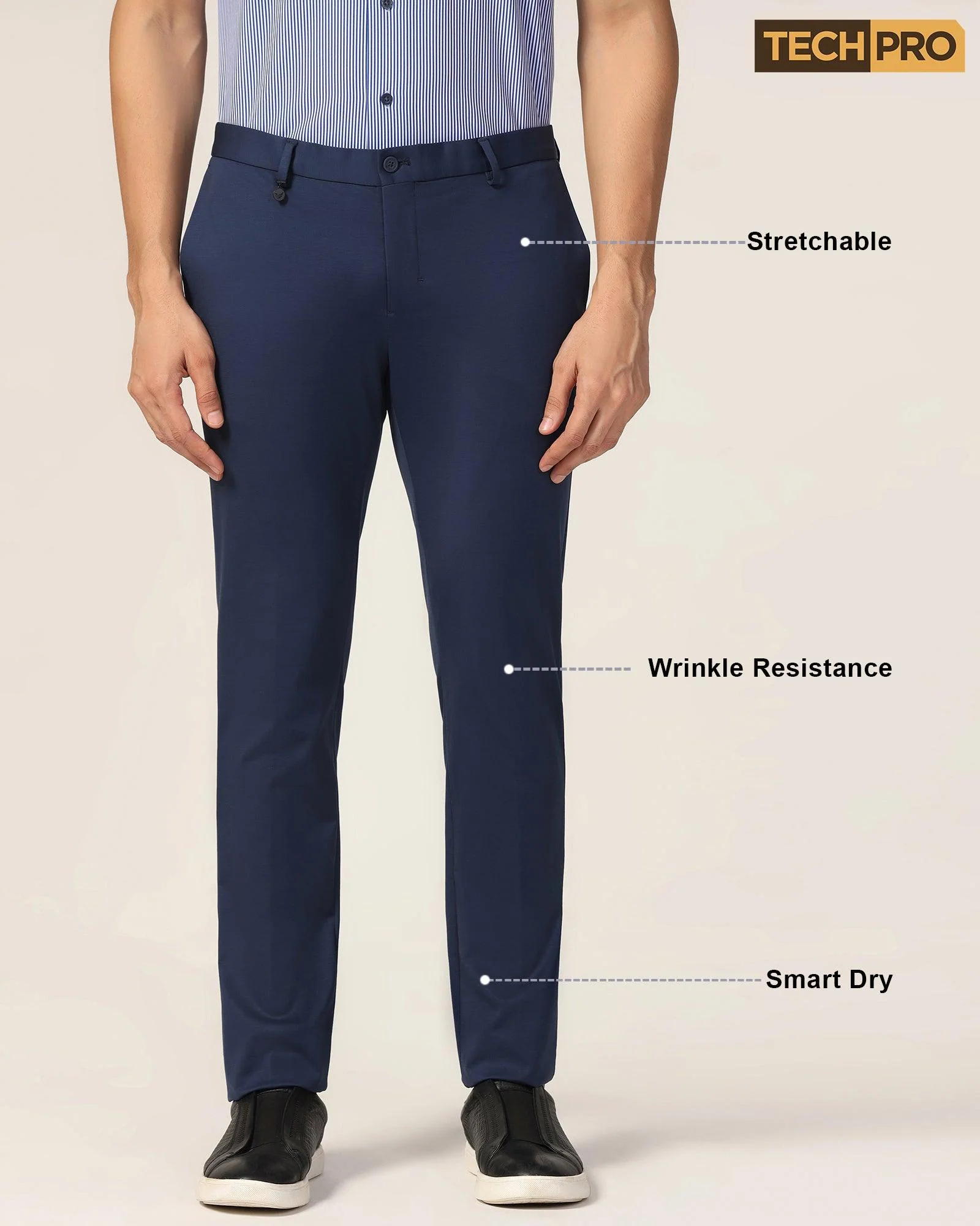 TechPro Slim Fit B-91 Formal Navy Solid Trouser - Explorer - Image 9