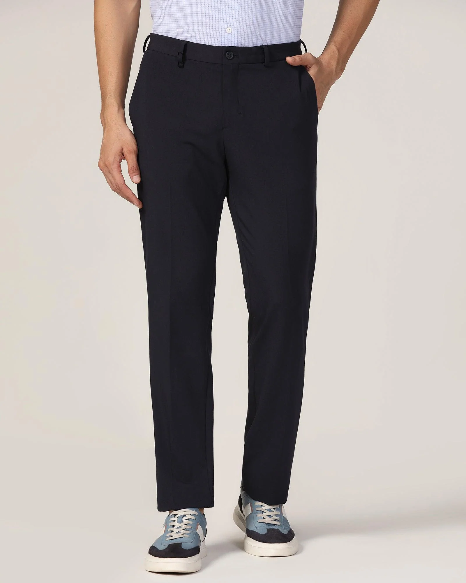 TechPro Slim Fit B-91 Formal Navy Solid Trouser - Sonet - Image 3