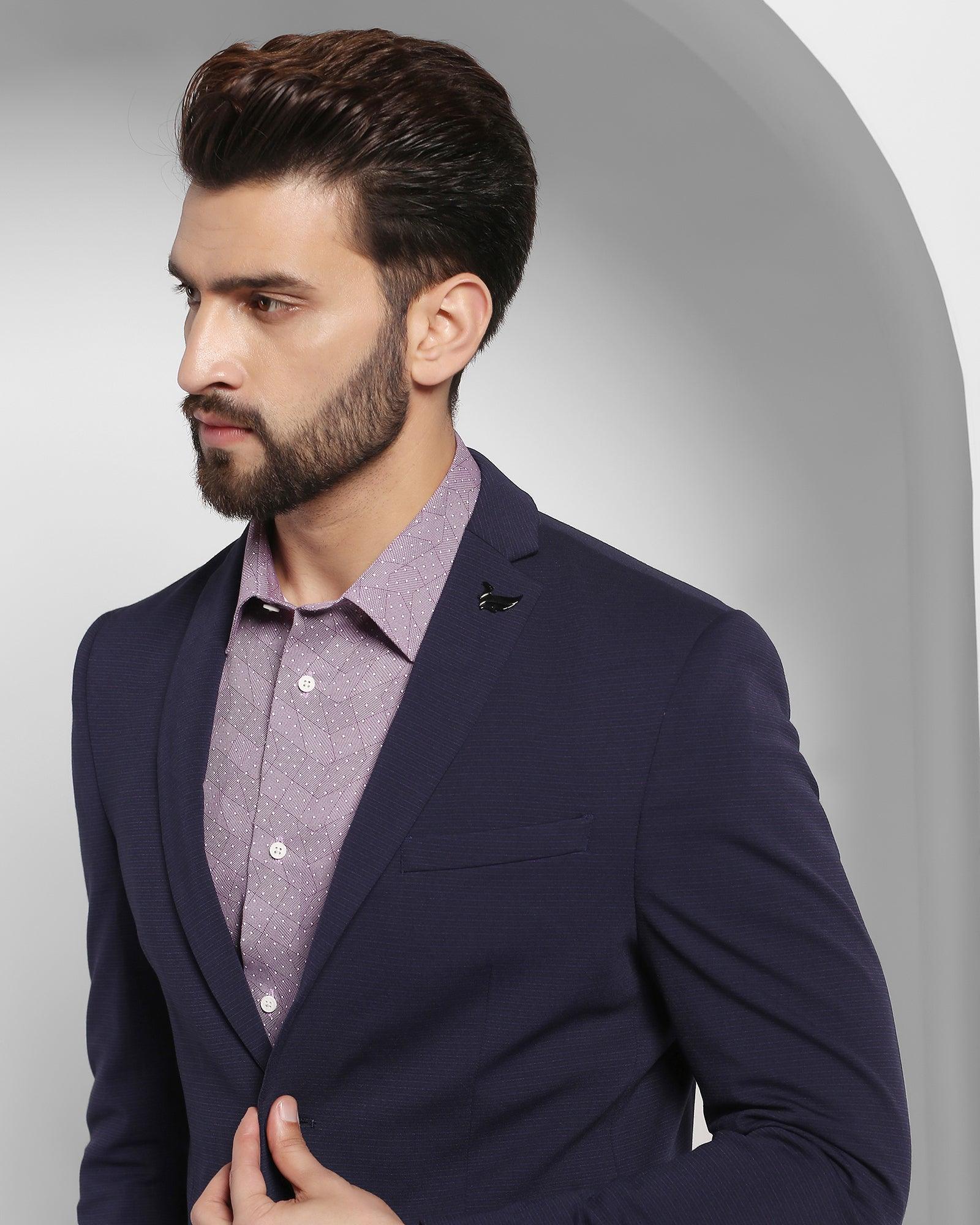 TechPro Formal Navy Striped Blazer - Tanner - Image 4