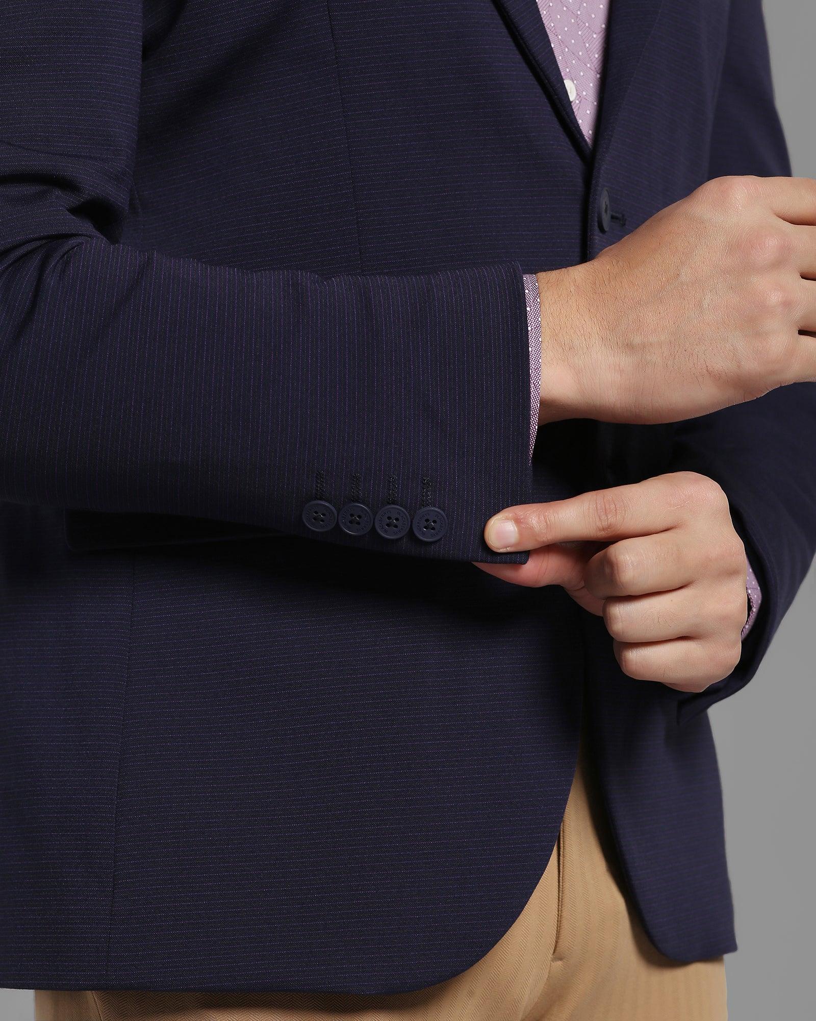 TechPro Formal Navy Striped Blazer - Tanner - Image 5