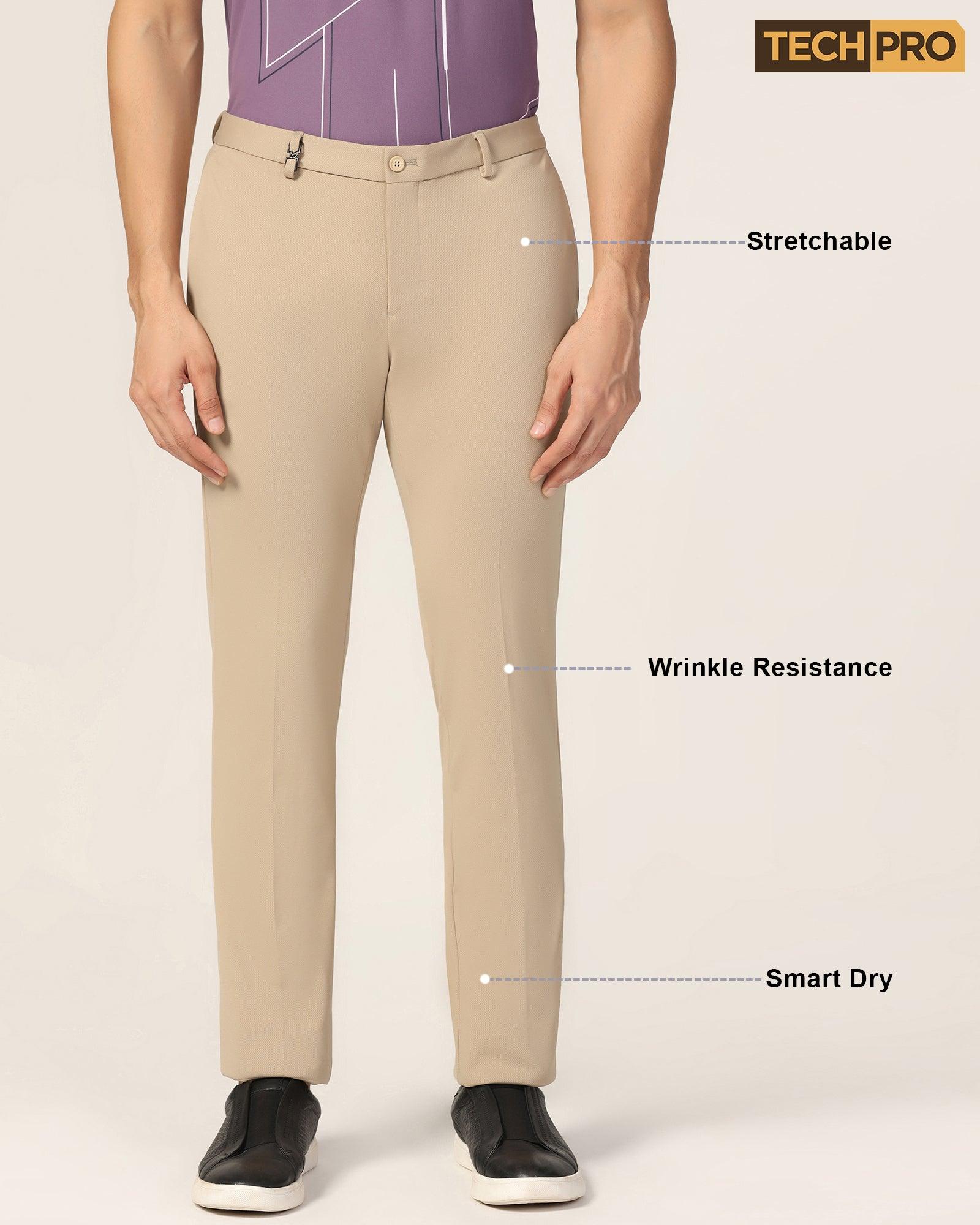 TechPro Super Slim Phoenix Formal Beige Textured Trouser - Meteor - Image 8
