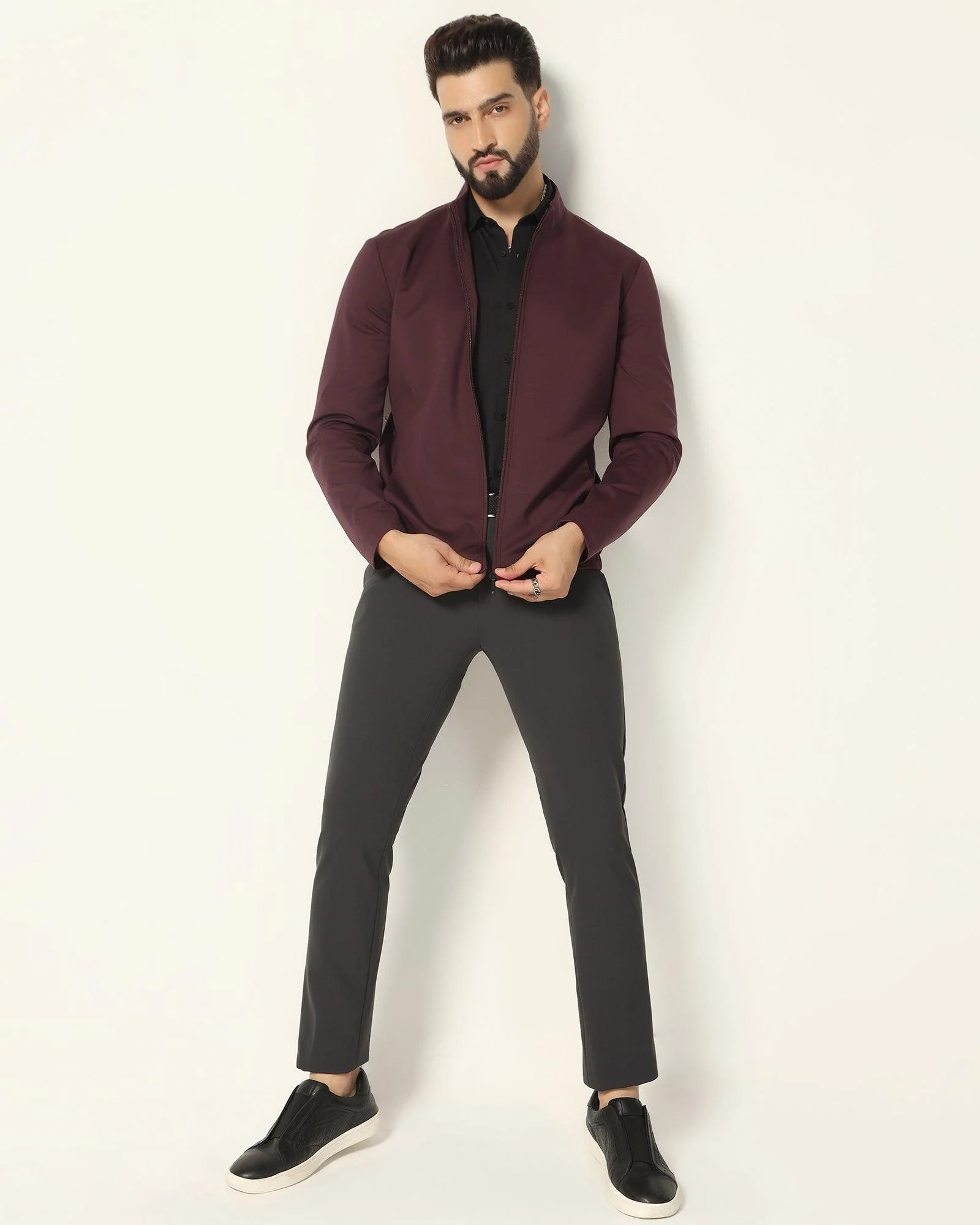 TechPro Wine Solid Zipper Jacket - Ioniq - Image 7