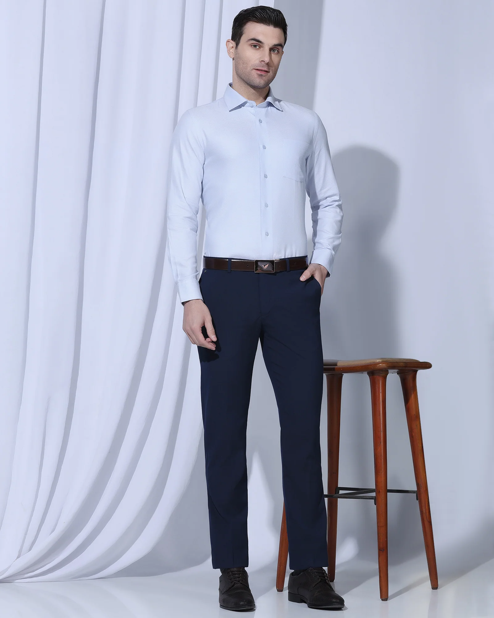Temp Tech Formal Blue Textured Shirt - Revolve - Image 8