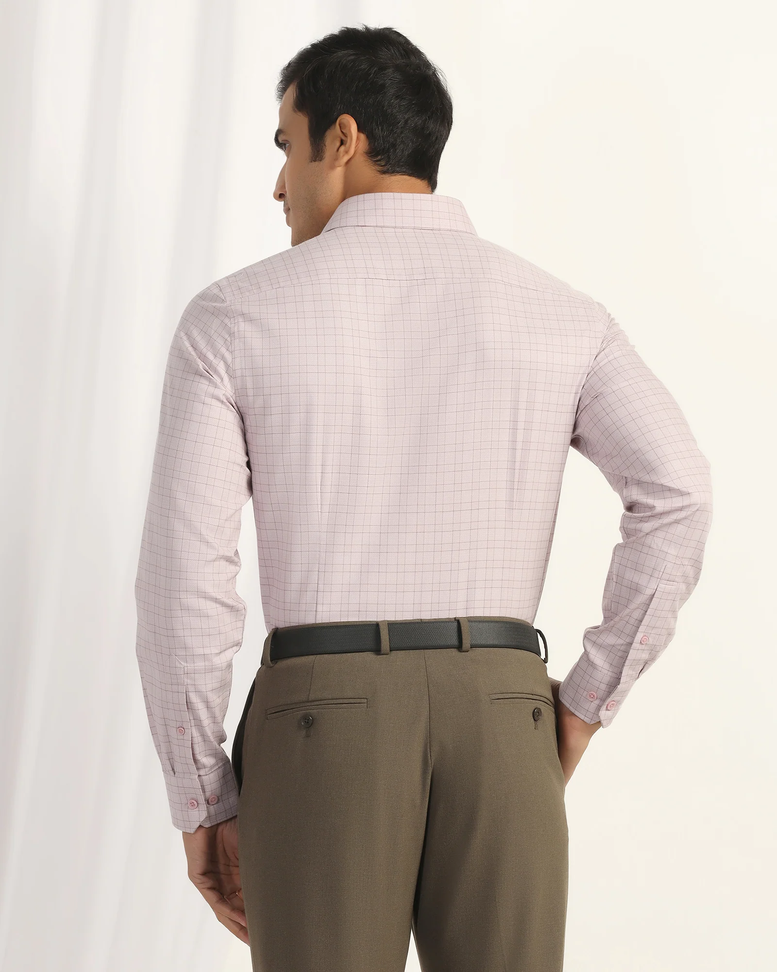 Temp Tech Formal Dusty Pink Check Shirt - Victor - Image 2
