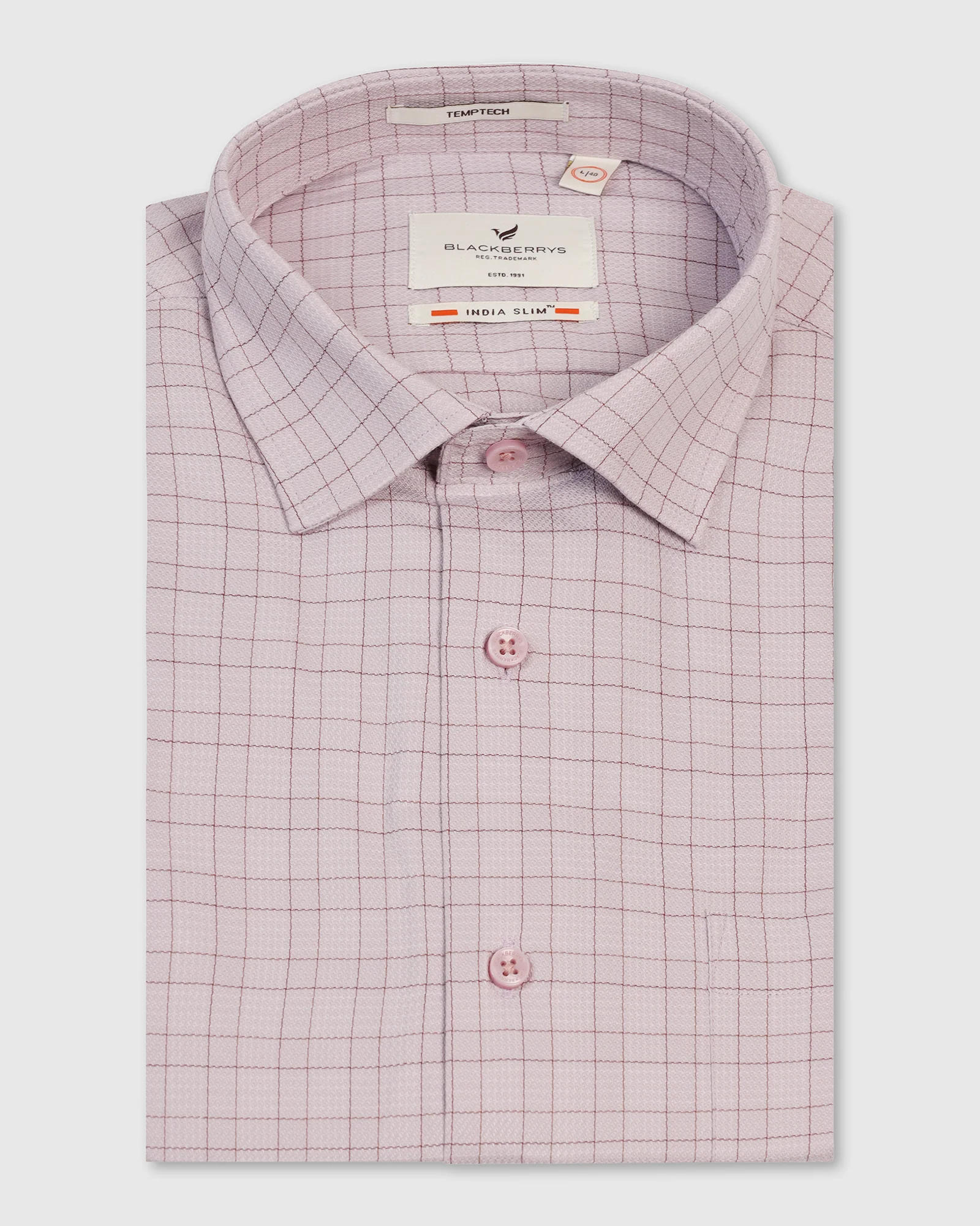 Temp Tech Formal Dusty Pink Check Shirt - Victor - Image 5