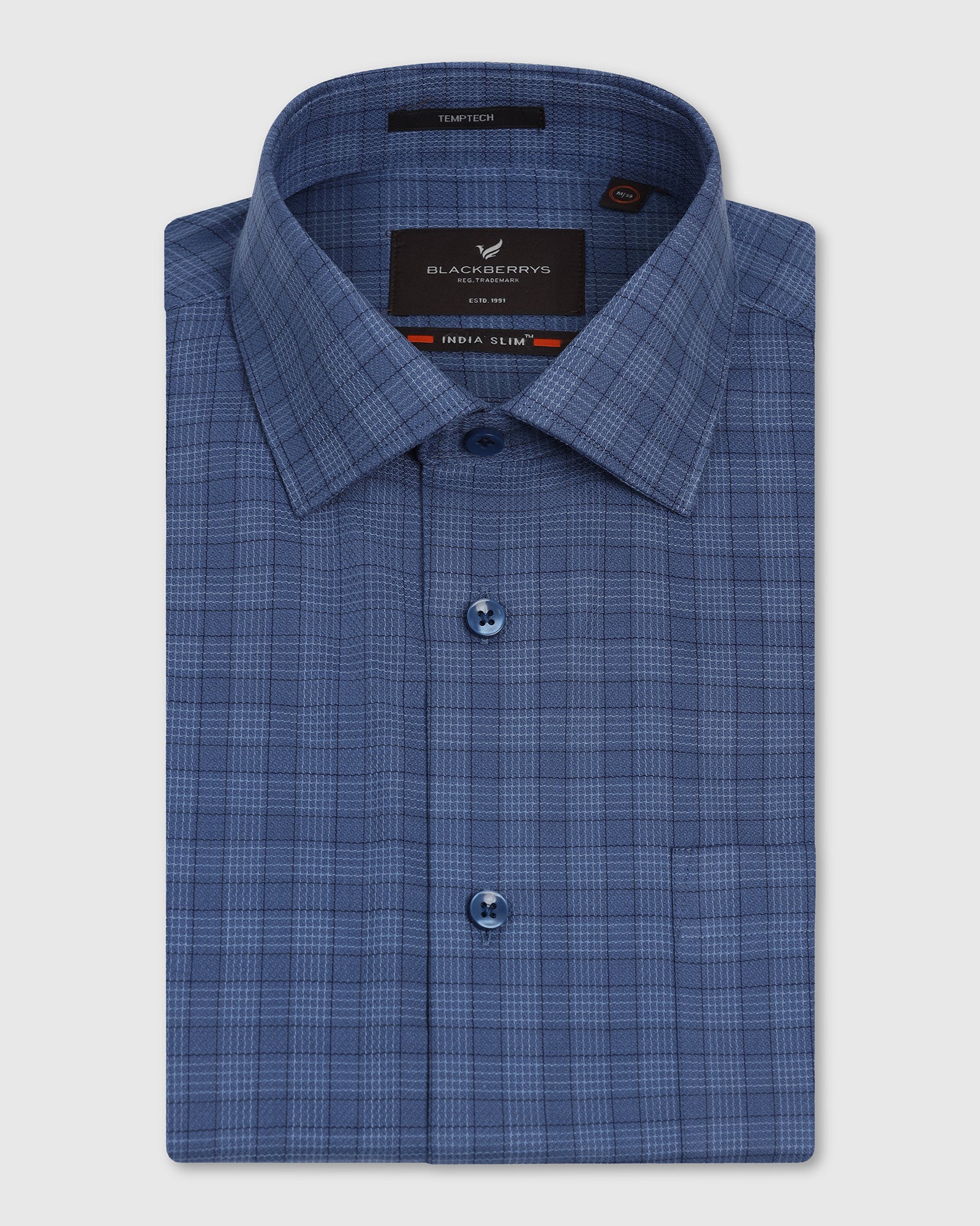 Temp Tech Formal Navy Check Shirt - Victor - Image 5
