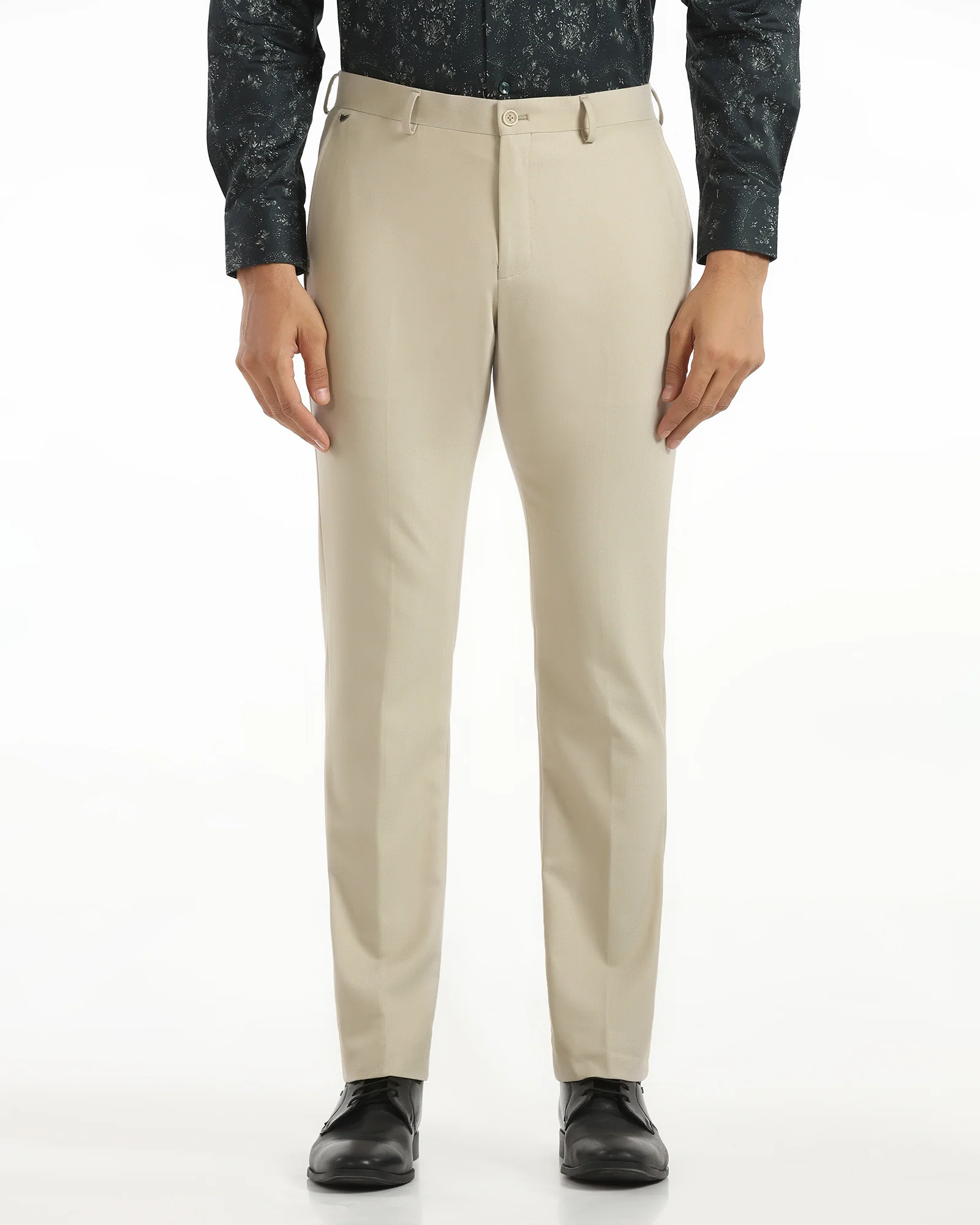 Temp Tech Slim Comfort B-95 Formal Beige Textured Trouser - Iceberg - Image 3