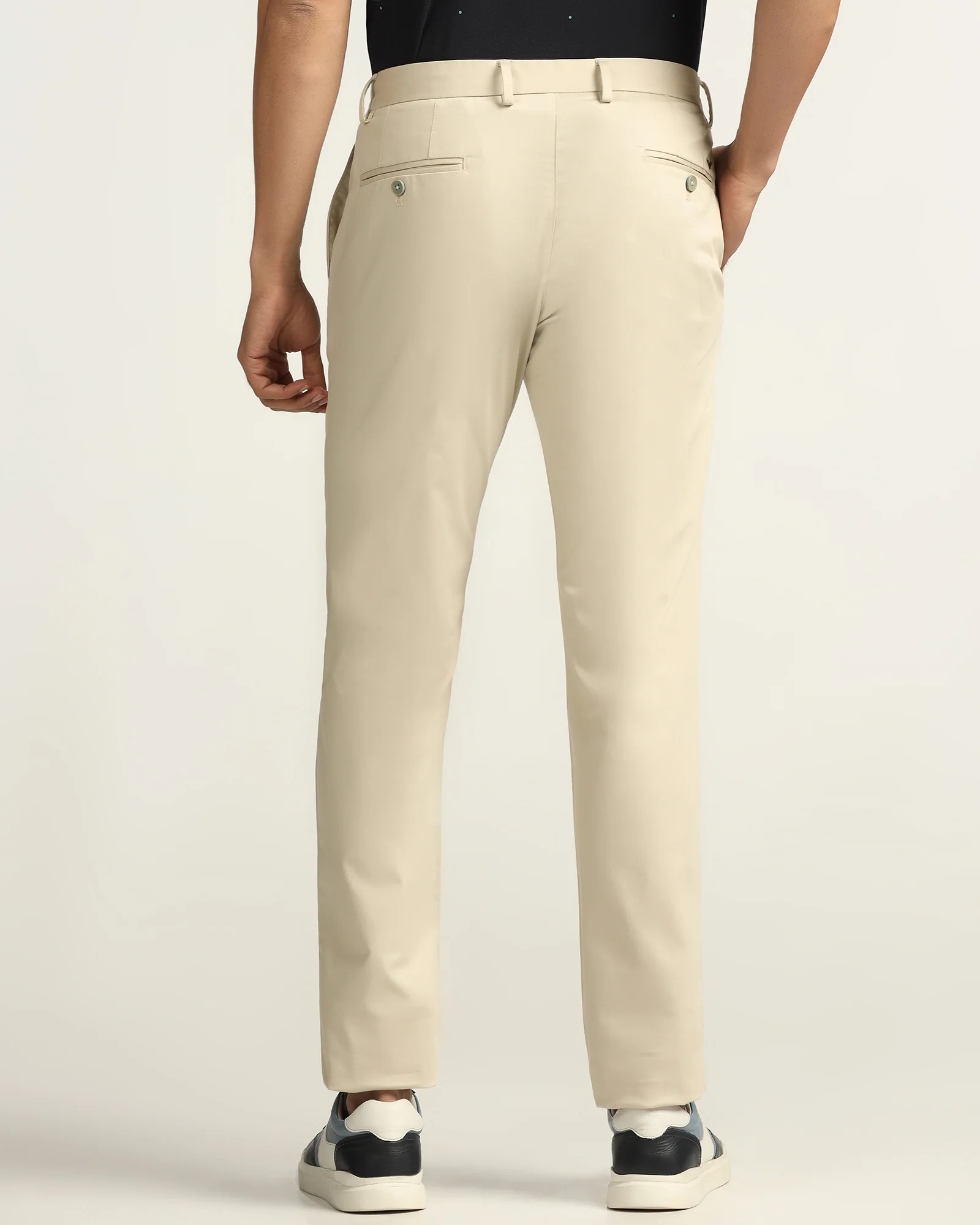 Temp Tech Slim Fit B-91 Casual Beige Solid Khakis - Peter - Image 2
