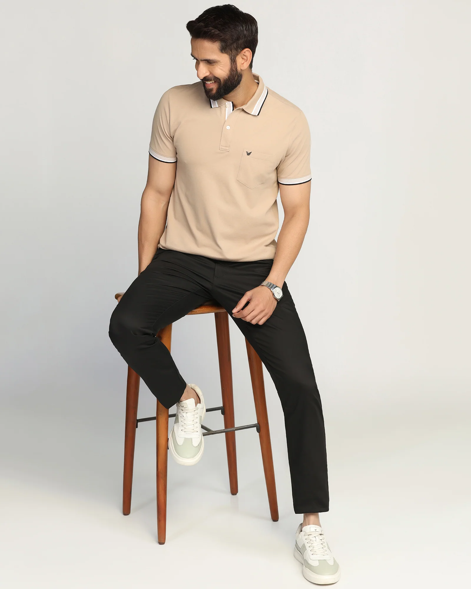 Temp Tech Slim Fit B-91 Casual Black Solid Khakis - Peter - Image 7