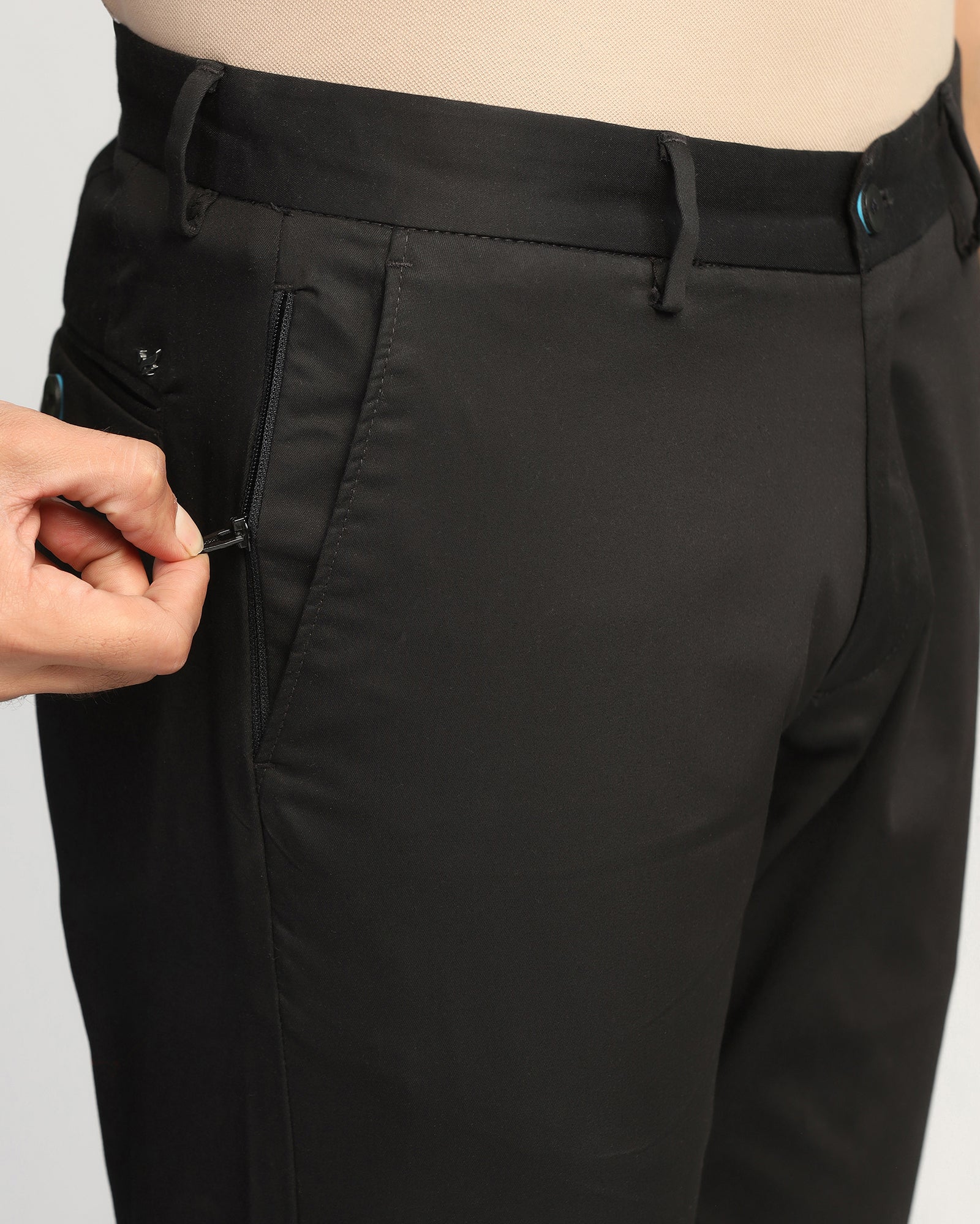 Temp Tech Slim Fit B-91 Casual Black Solid Khakis - Peter - Image 8