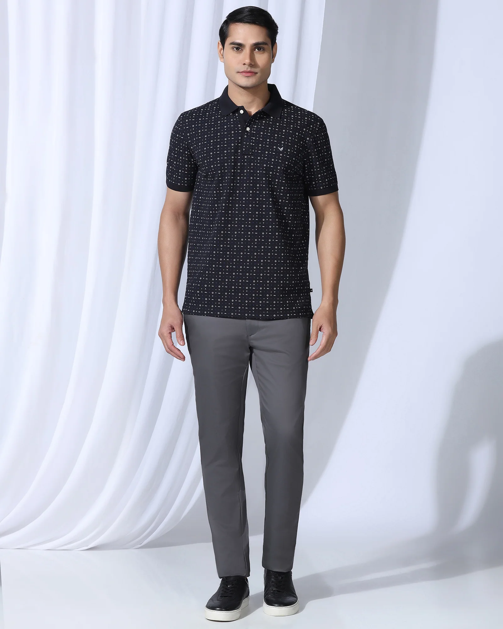 Temp Tech Slim Fit B-91 Casual Grey Solid Khakis - Peter