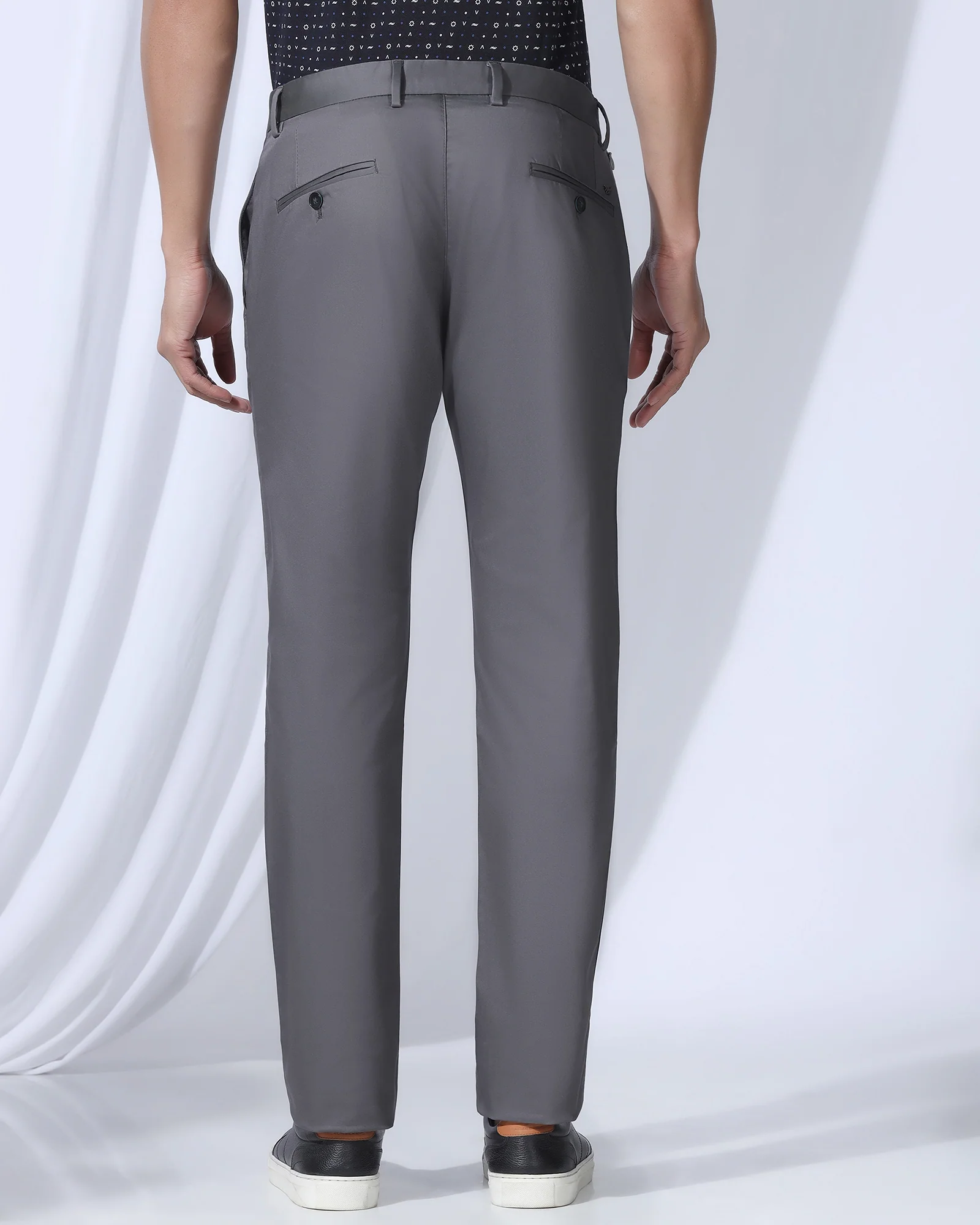 Temp Tech Slim Fit B-91 Casual Grey Solid Khakis - Peter - Image 2