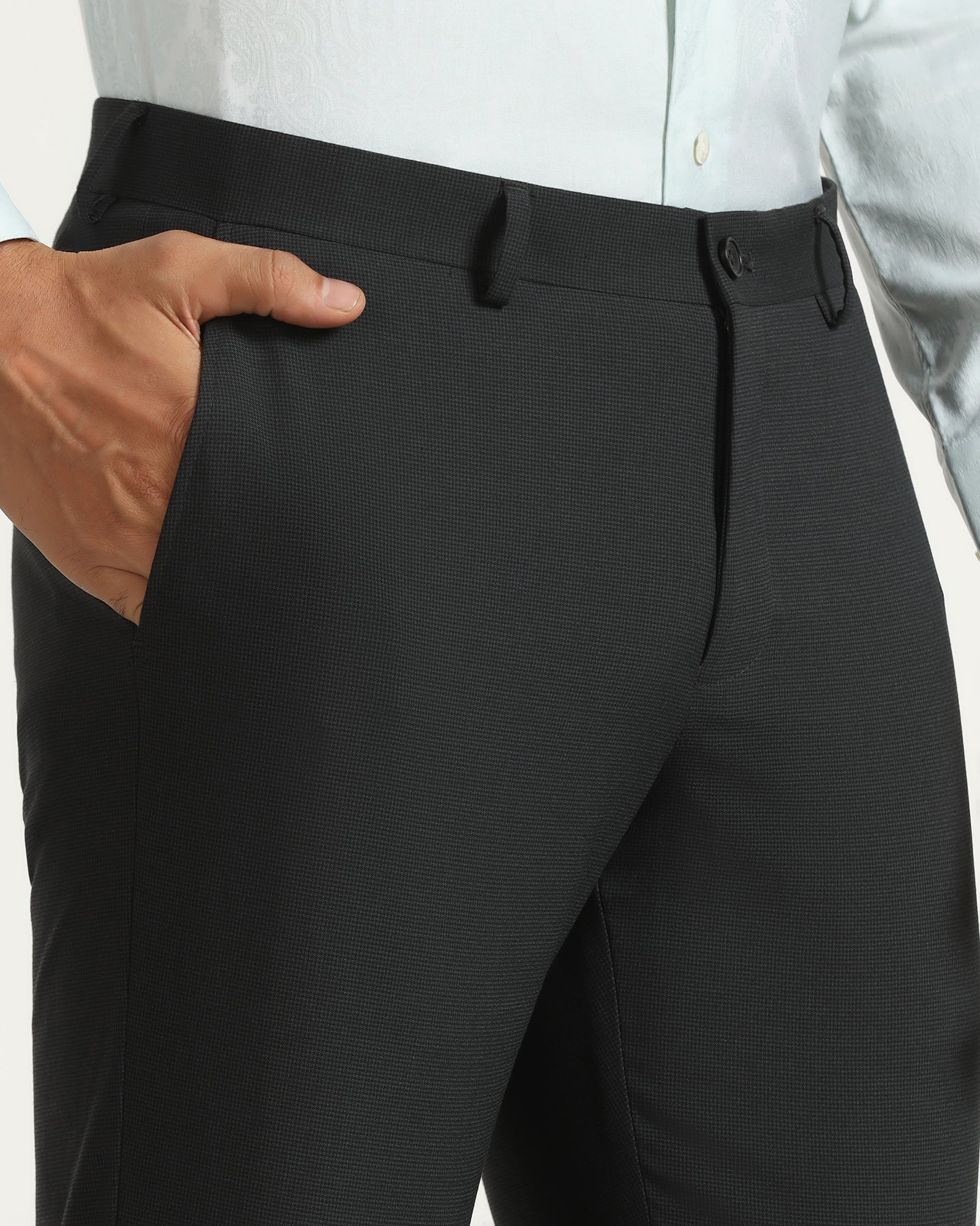 Temp Tech Slim Fit B-91 Formal Black Textured Trouser - Nexon - Image 4