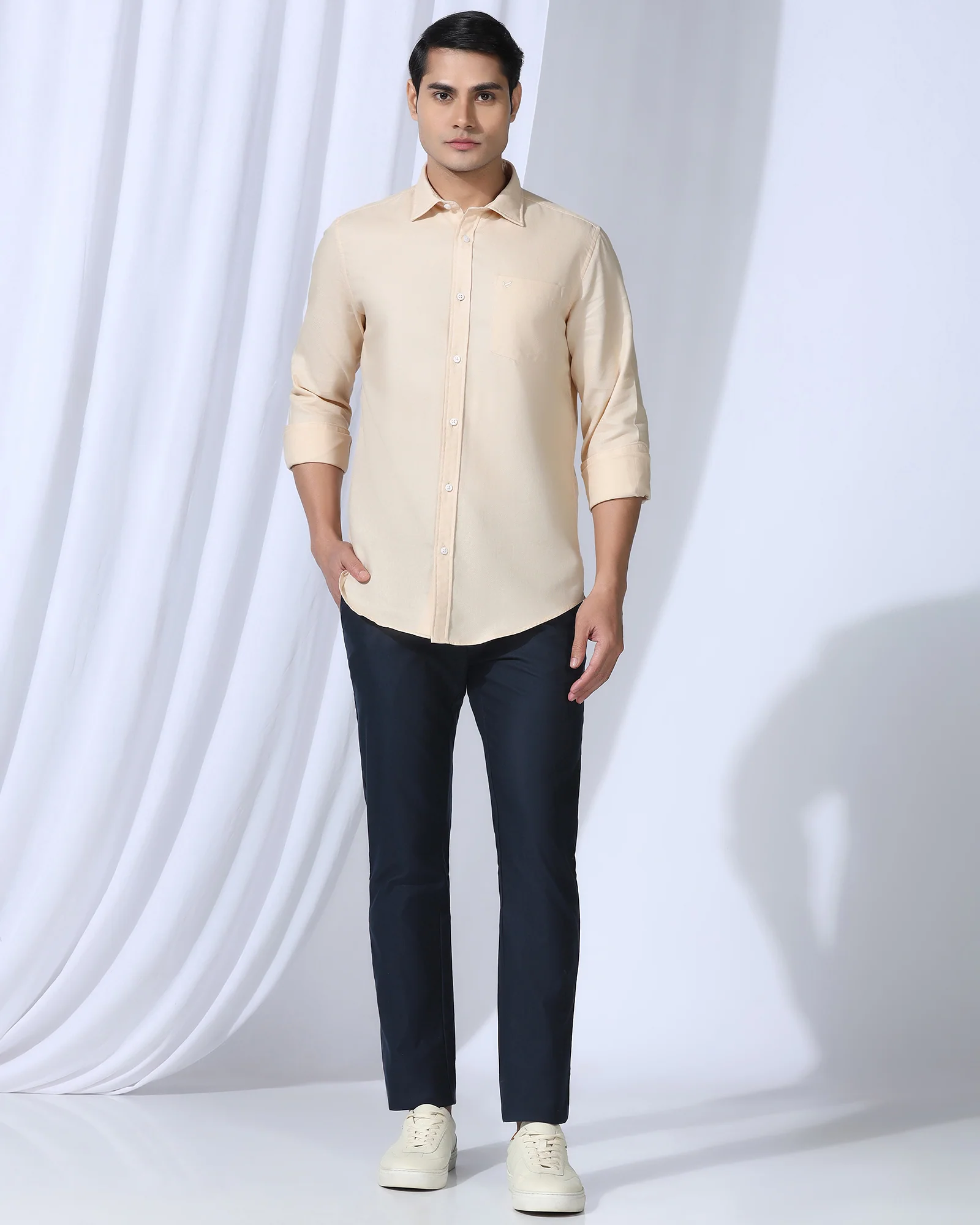 Temp Tech Sneaker Fit Casual Navy Textured Khakis - Blake