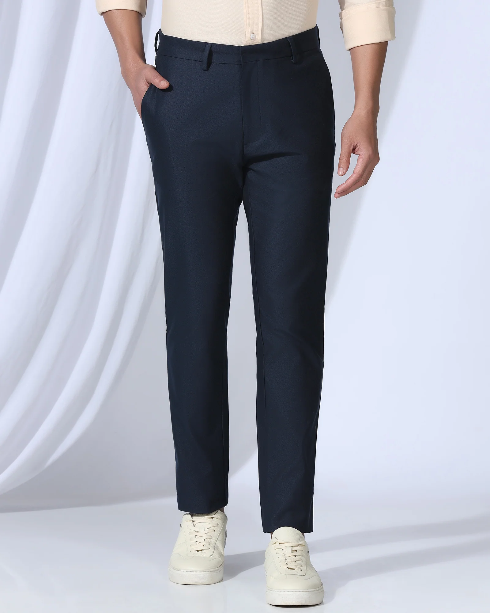 Temp Tech Sneaker Fit Casual Navy Textured Khakis - Blake - Image 3