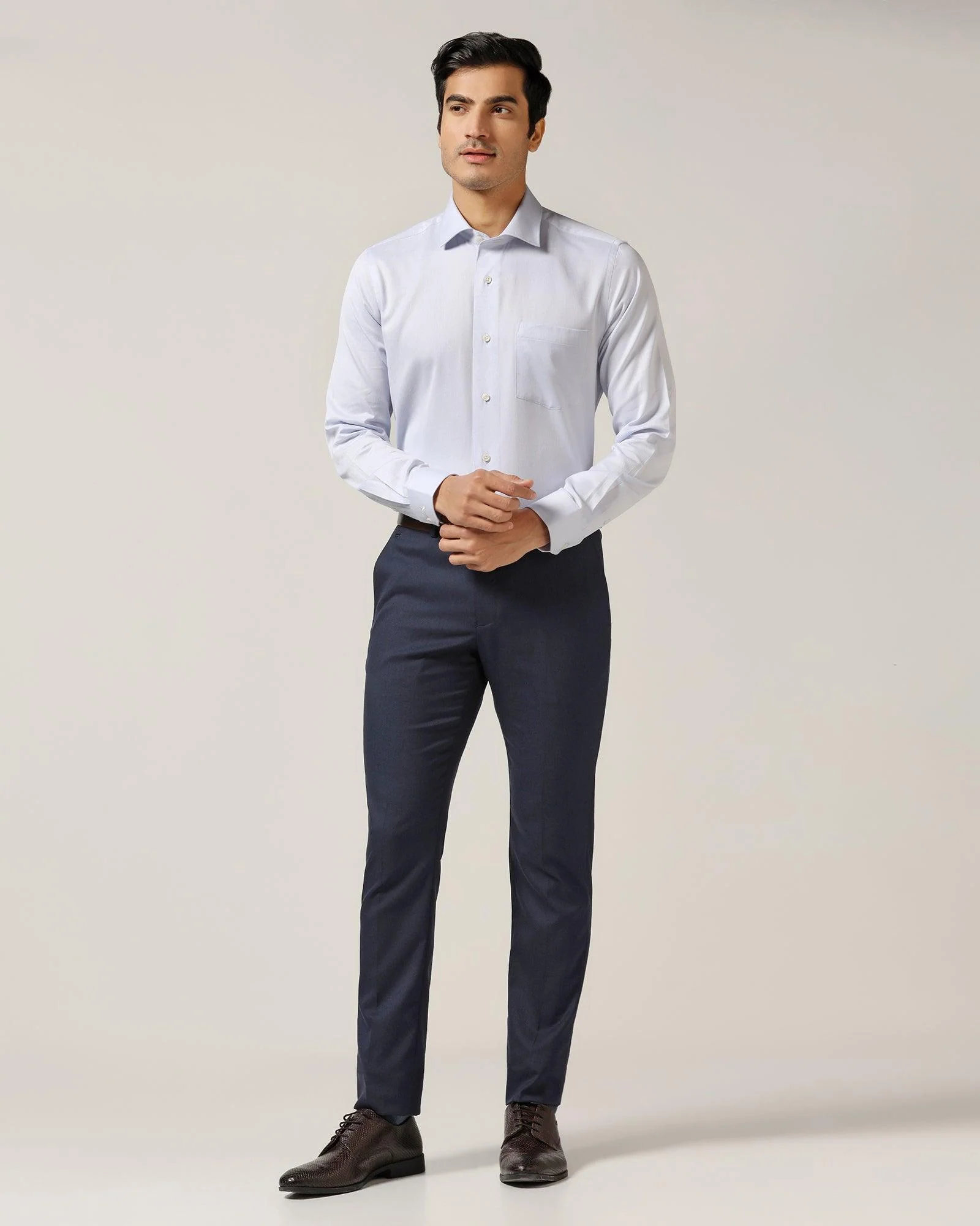 Temp Tech Formal Blue Textured Shirt - Shalom - Image 3