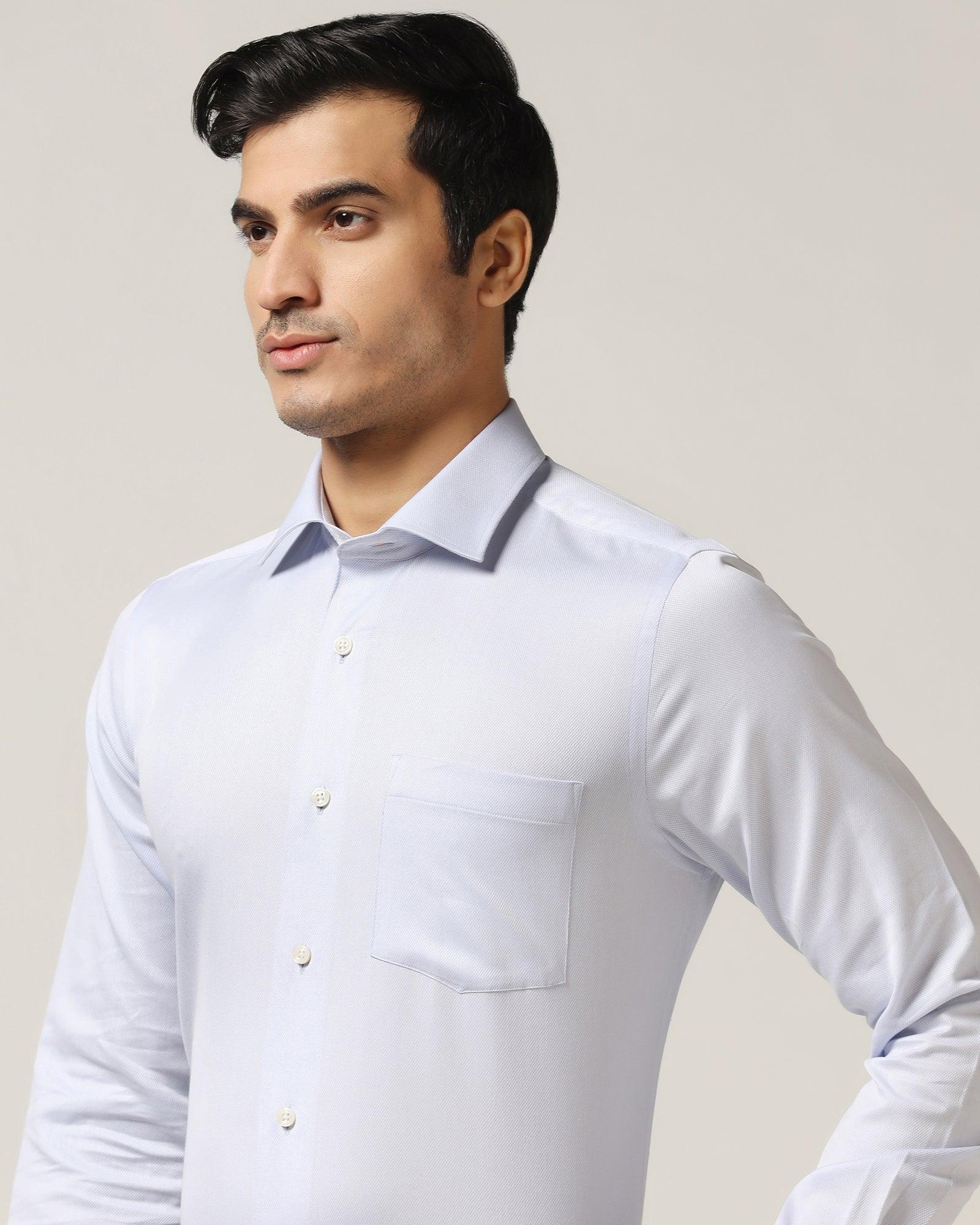 Temp Tech Formal Blue Textured Shirt - Shalom - Image 4
