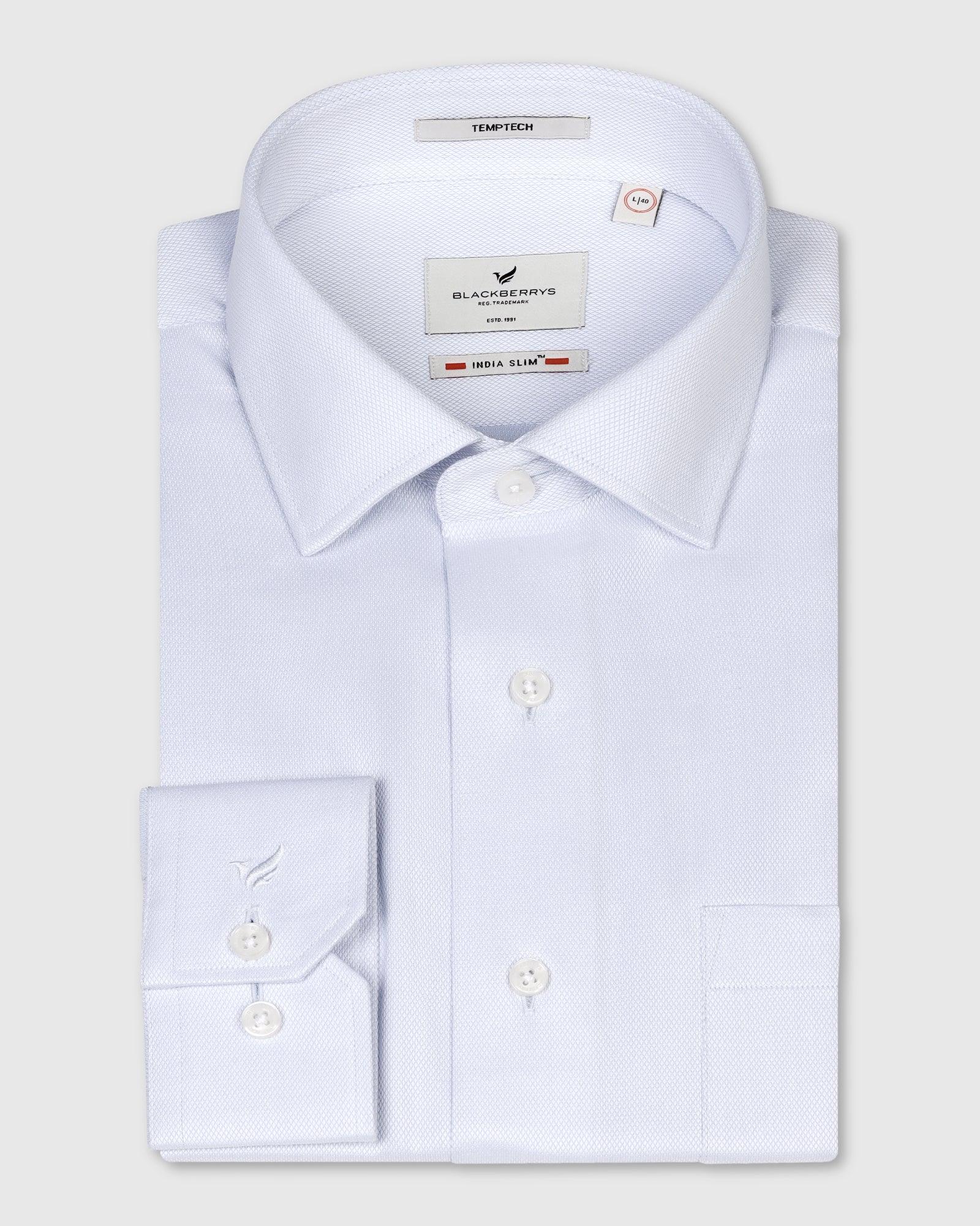 Temp Tech Formal Blue Textured Shirt - Shalom - Image 5
