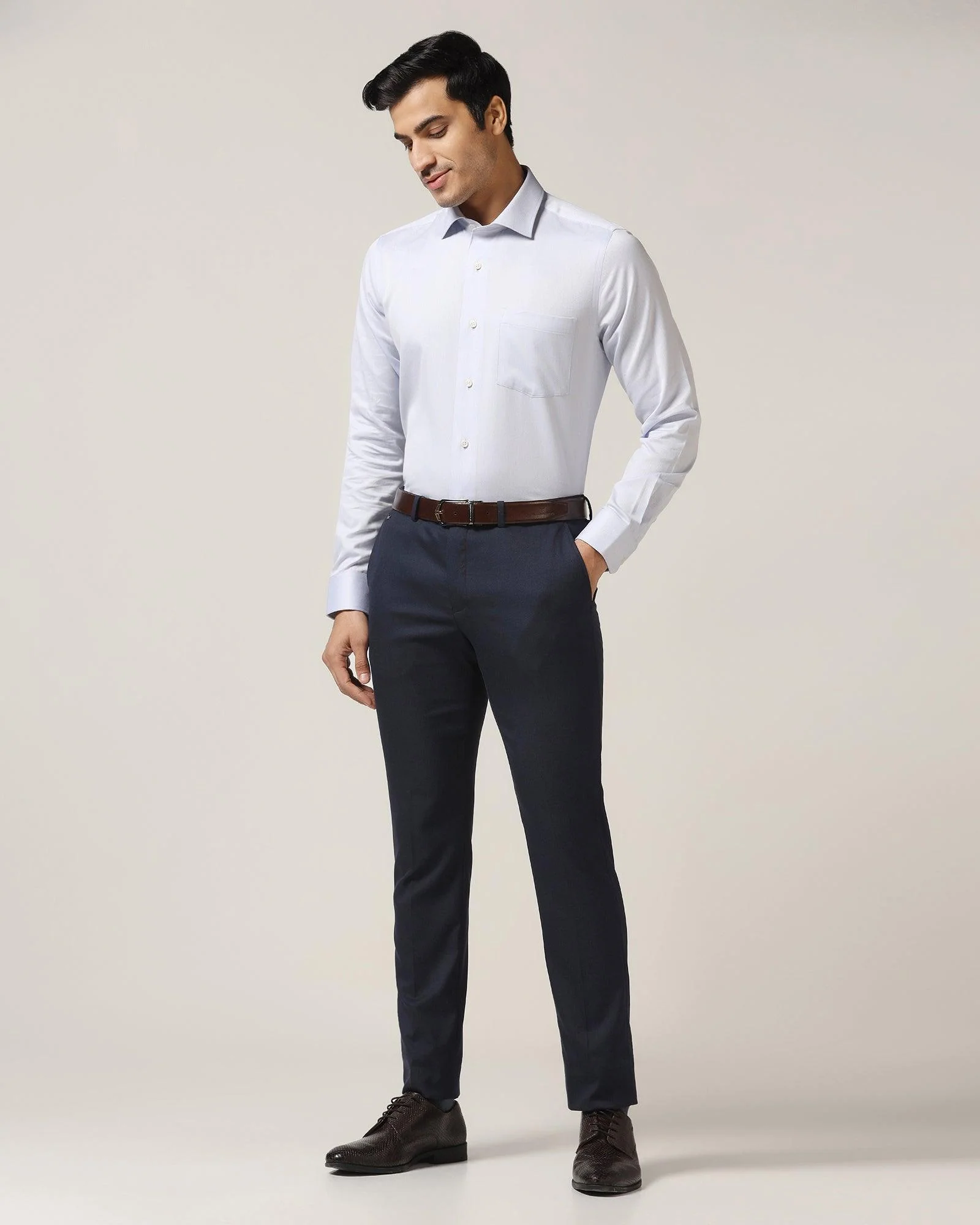 Temp Tech Formal Blue Textured Shirt - Shalom - Image 7