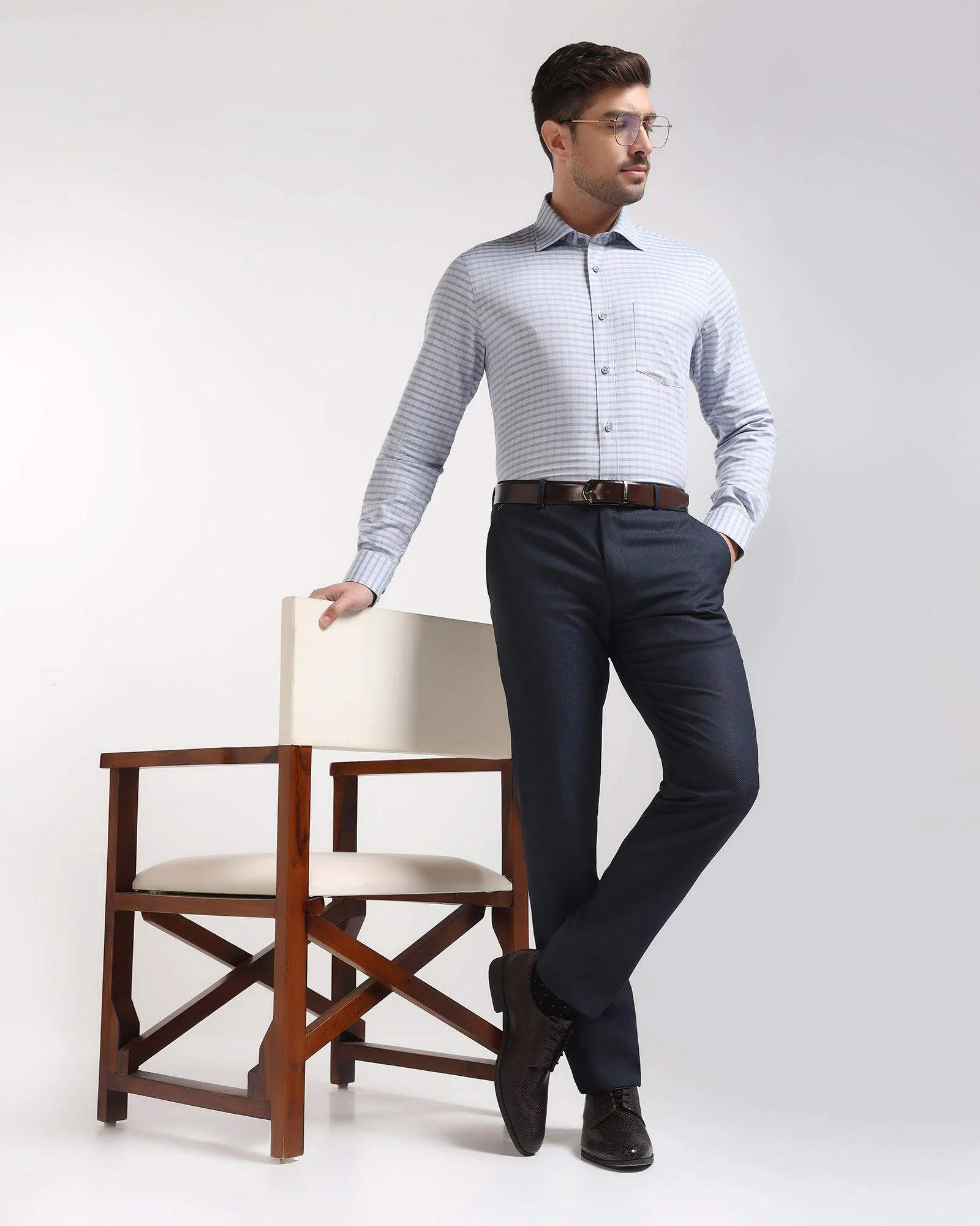 Temp Tech Formal Grey Check Shirt - Edmund - Image 6