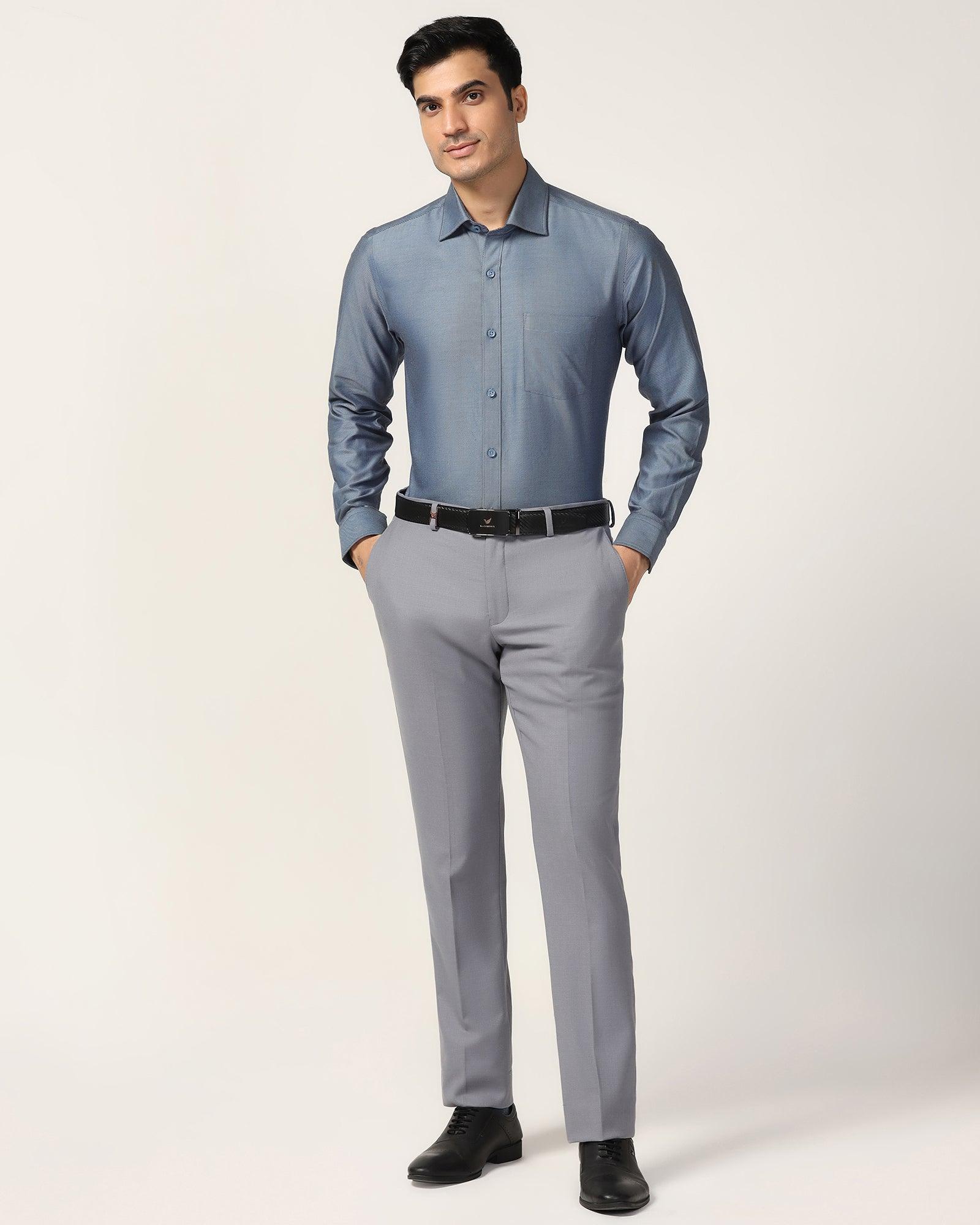 Temp Tech Formal Mid Blue Solid Shirt - Antony - Image 3
