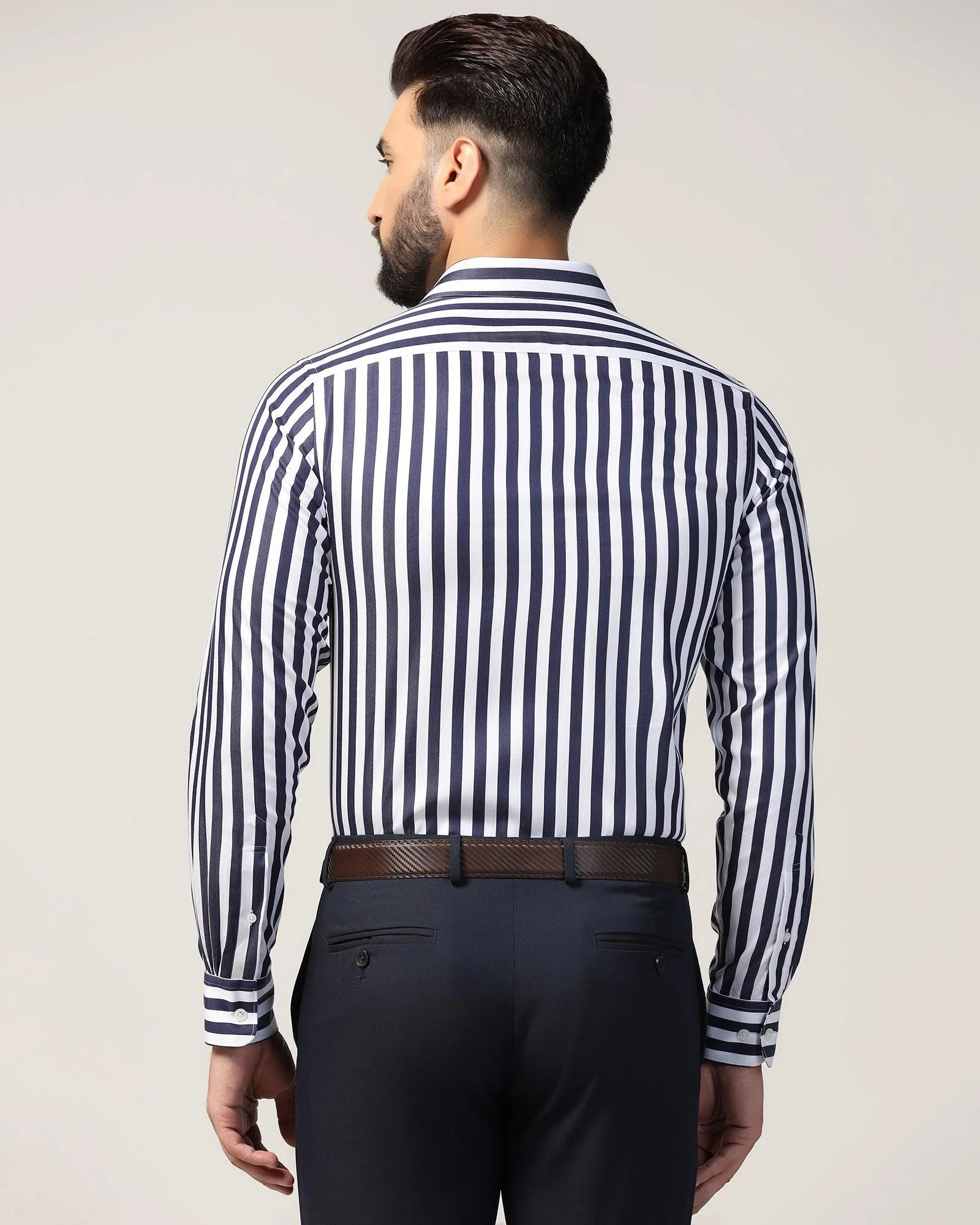 Temp Tech Formal Navy Stripe Shirt - Geneva - Image 2