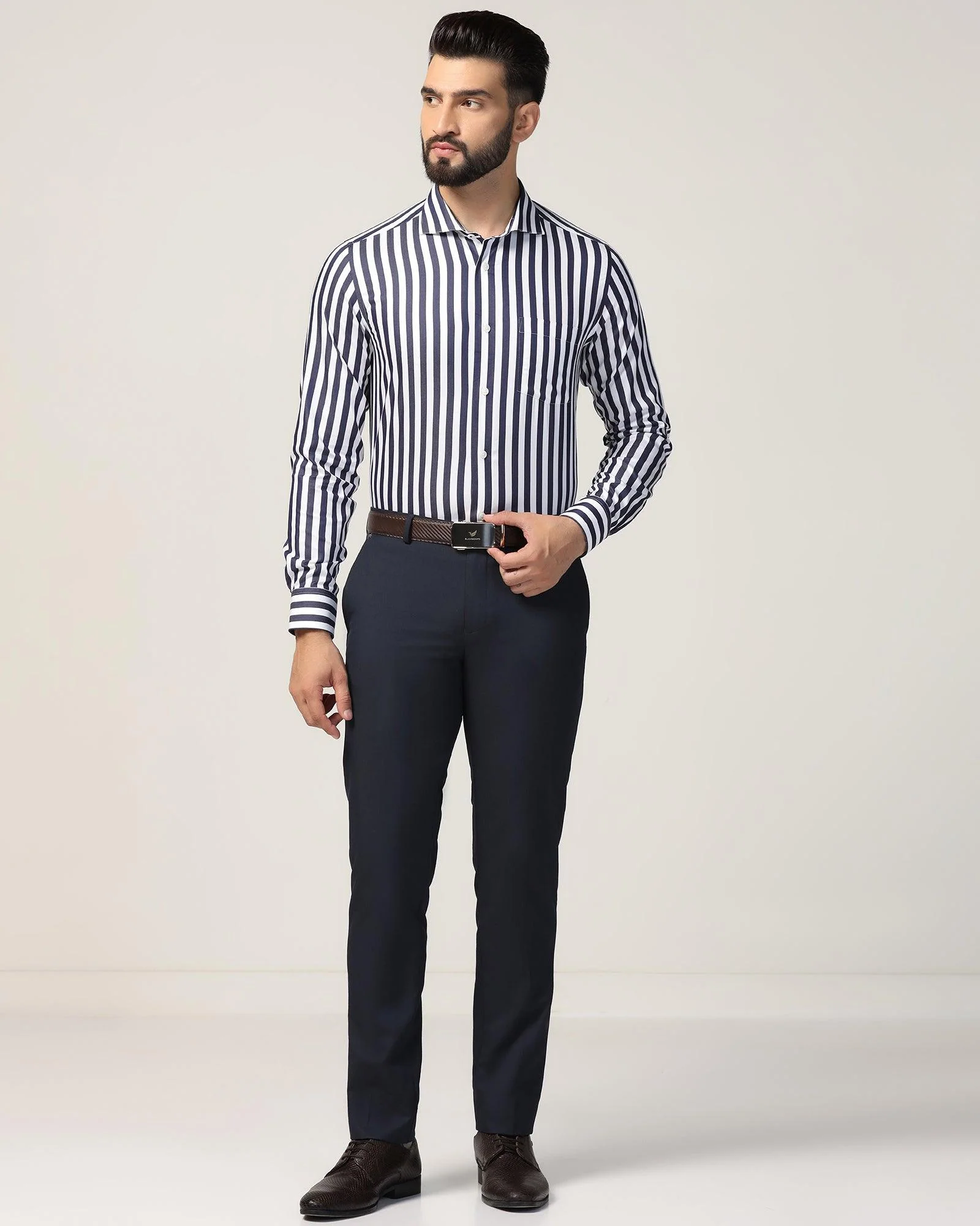 Temp Tech Formal Navy Stripe Shirt - Geneva - Image 3