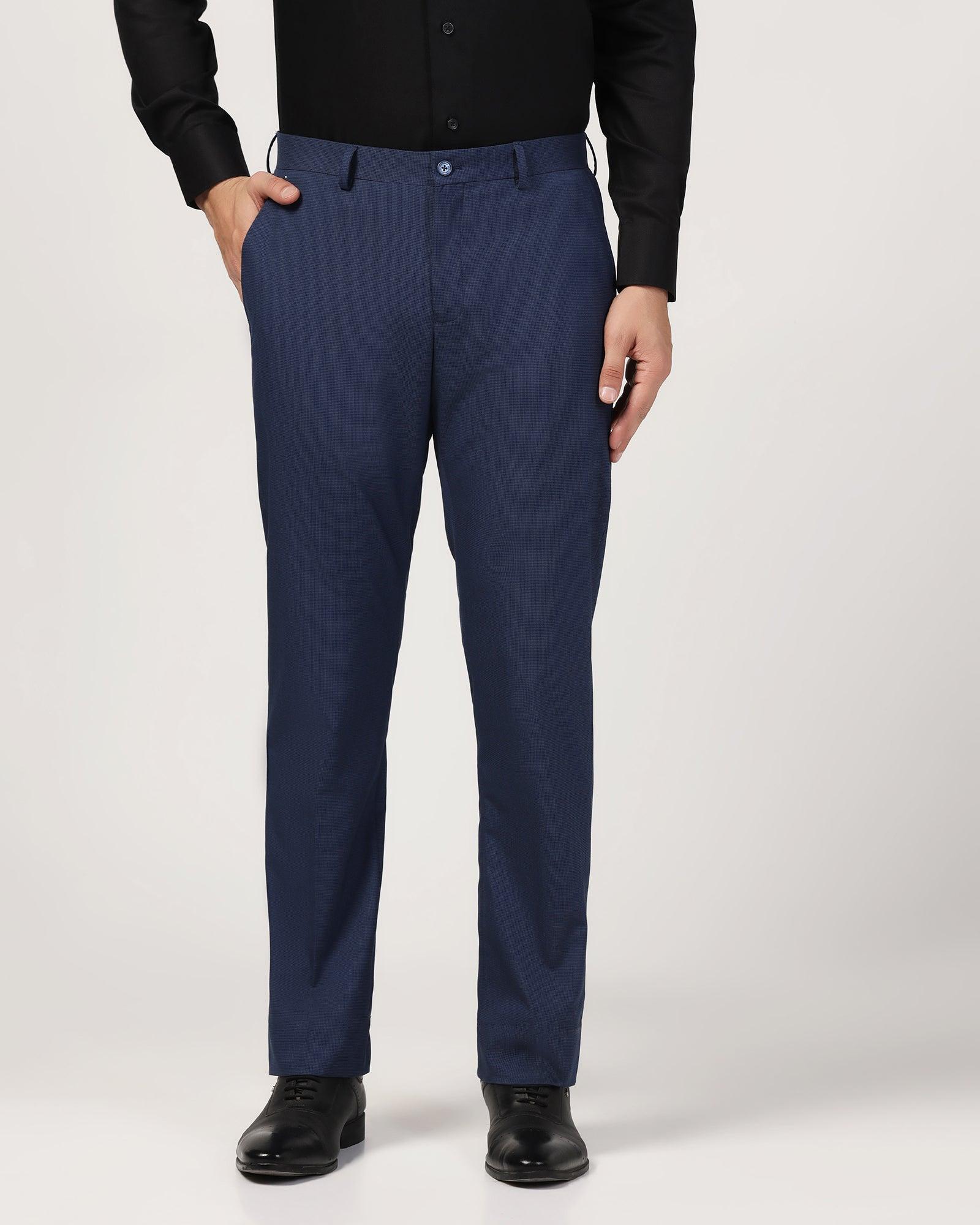 Temp Tech Slim Comfort B-95 Formal Navy Textured Trouser - Duke - Image 3