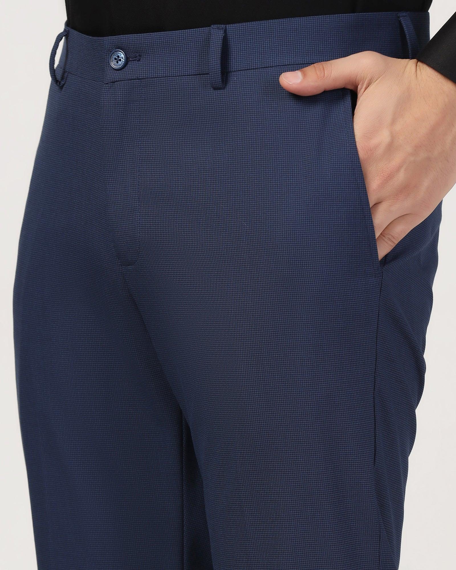 Temp Tech Slim Comfort B-95 Formal Navy Textured Trouser - Duke - Image 4