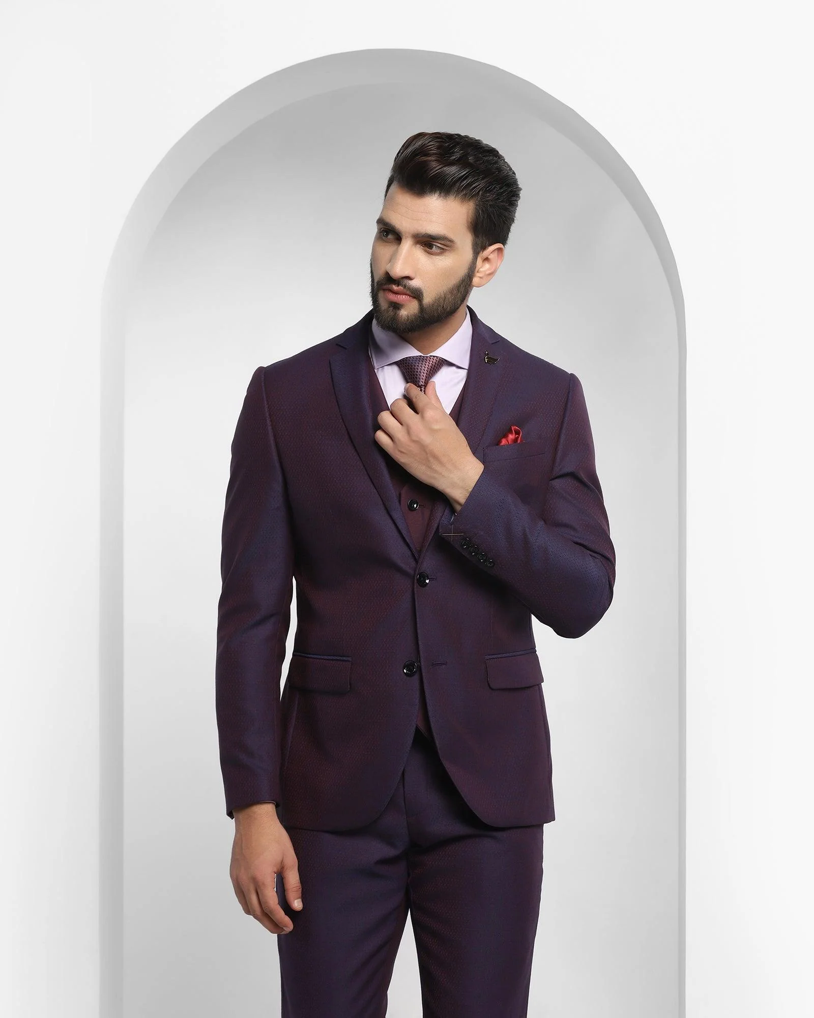 Luxe Multitude 6X Navy Textured Formal Suit - Testin - Image 6