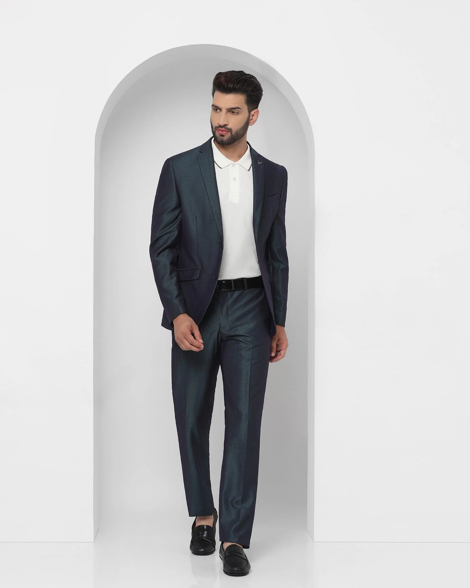 Two Piece Teal Textured Formal Suit - Therin - Image 7