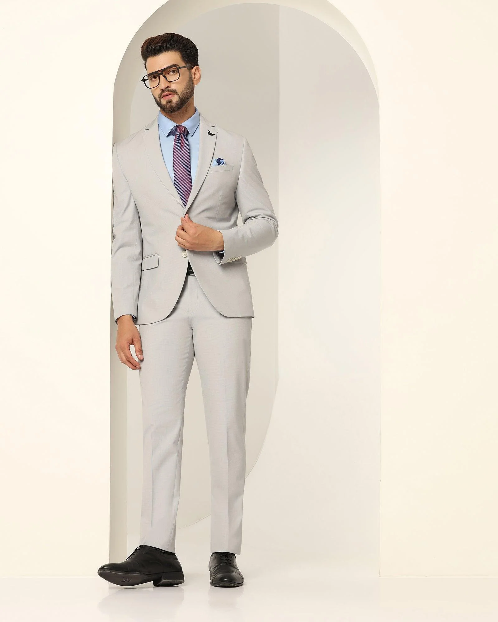Two Piece Grey Textured Formal Suit - Games - Image 4