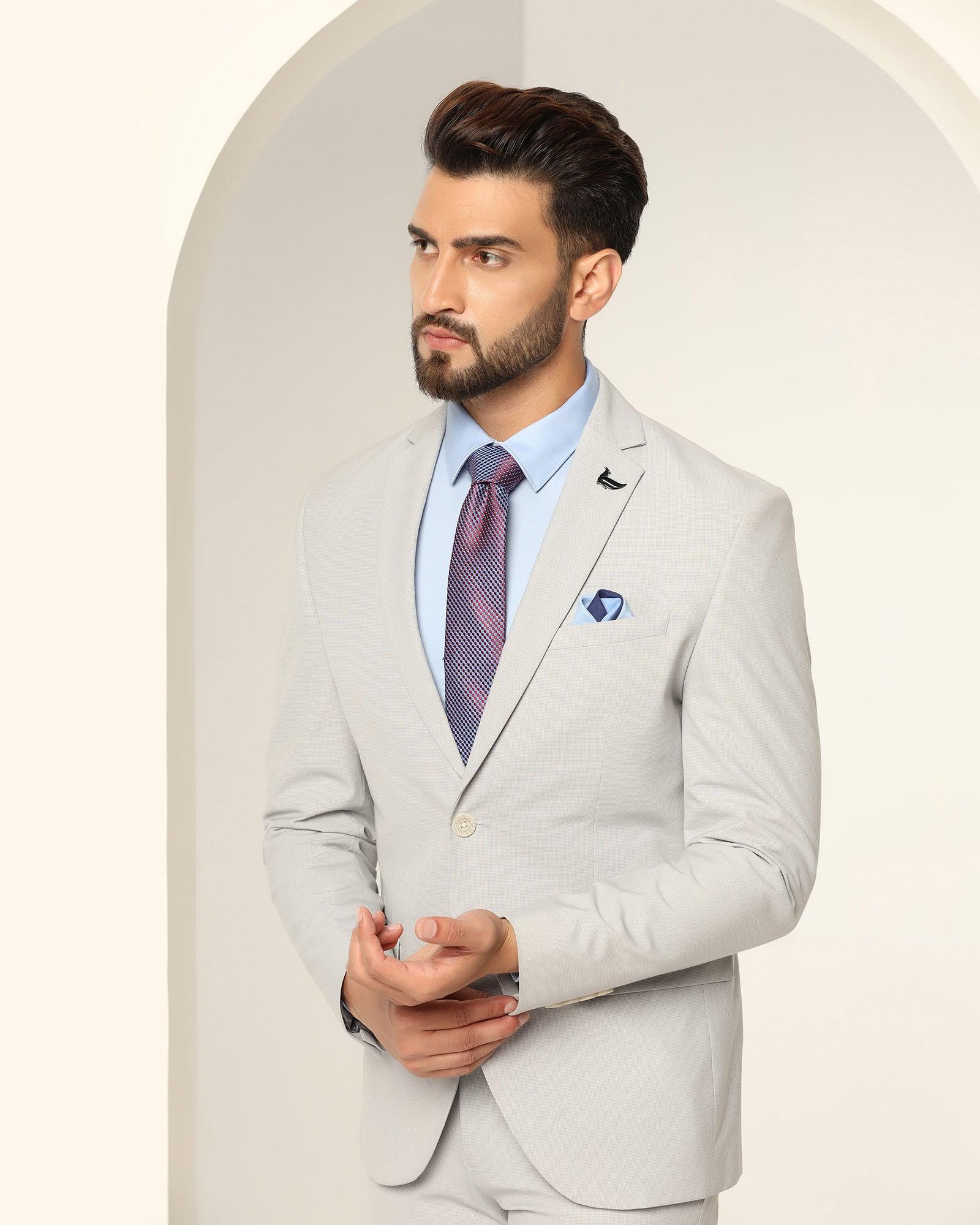 Two Piece Grey Textured Formal Suit - Games - Image 5
