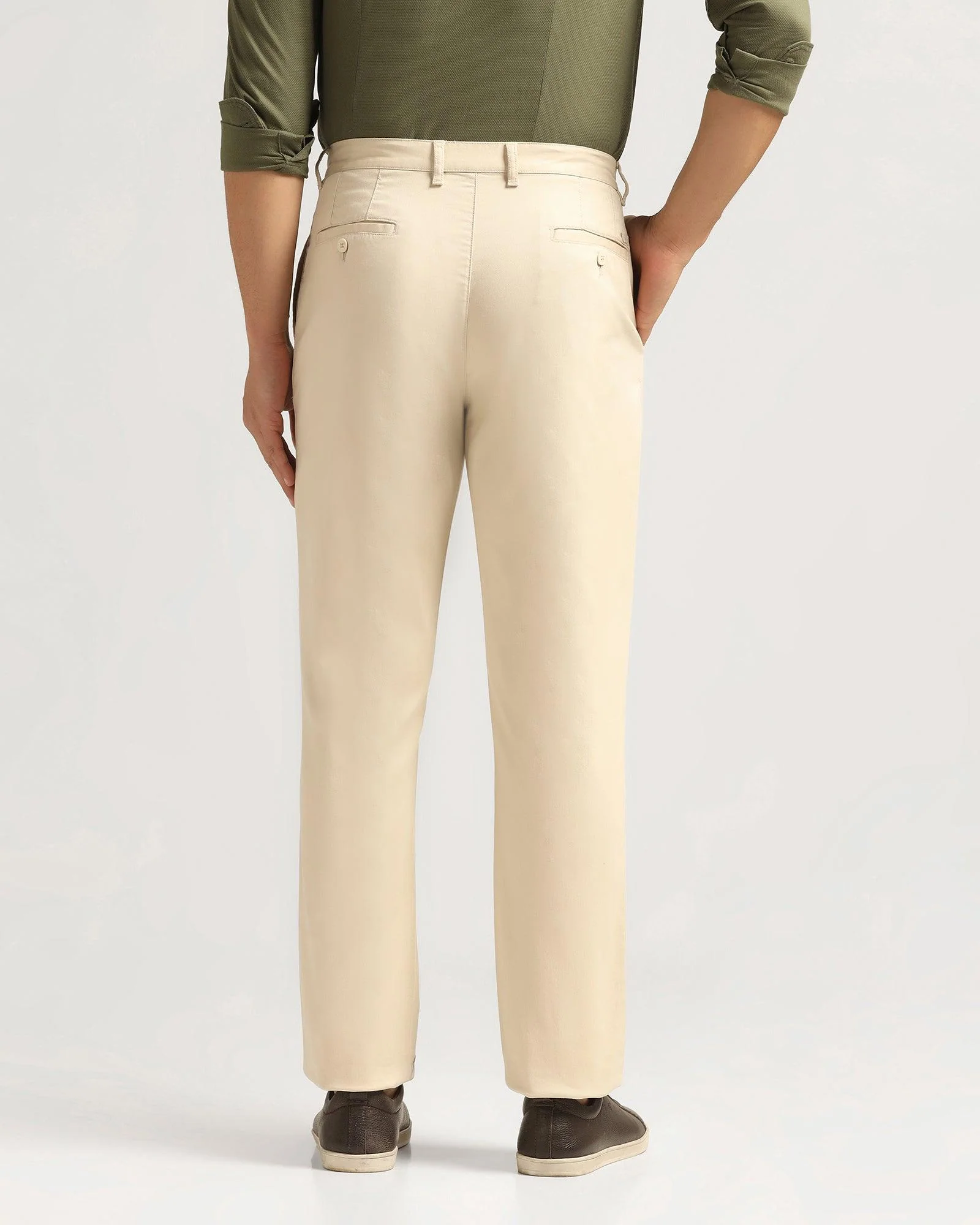 Straight B-90 Casual Beige Textured Khakis - Kros - Image 2