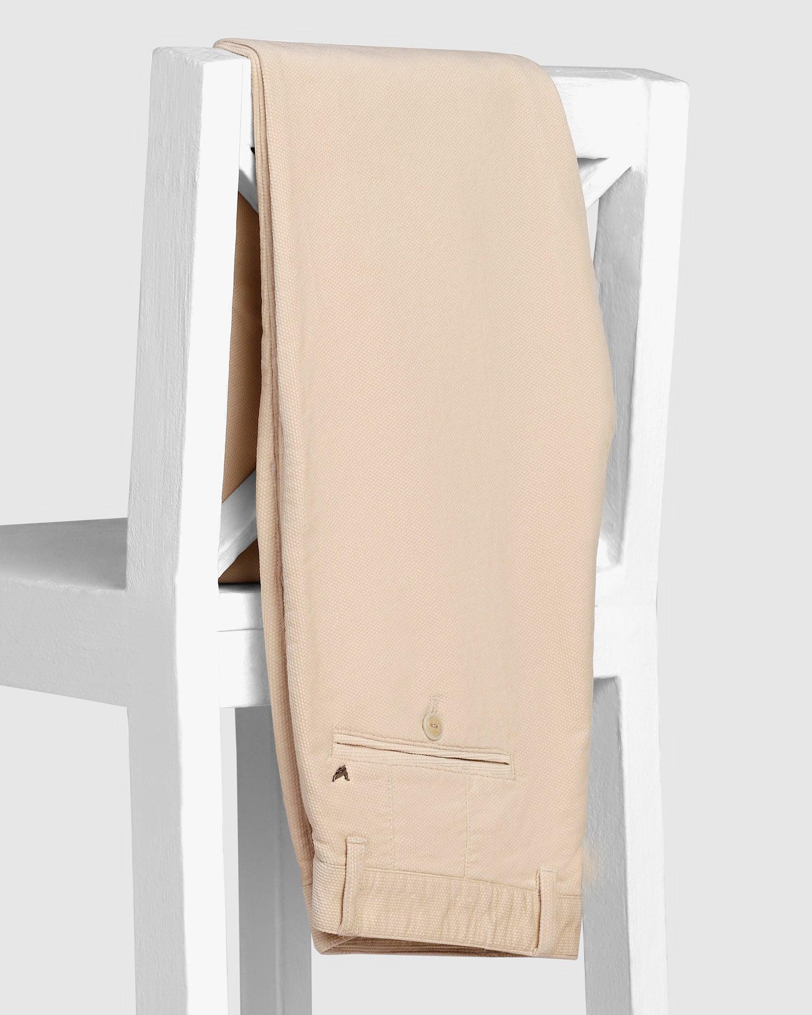Slim Comfort B-95 Casual Beige Textured Khakis - Moon - Image 5
