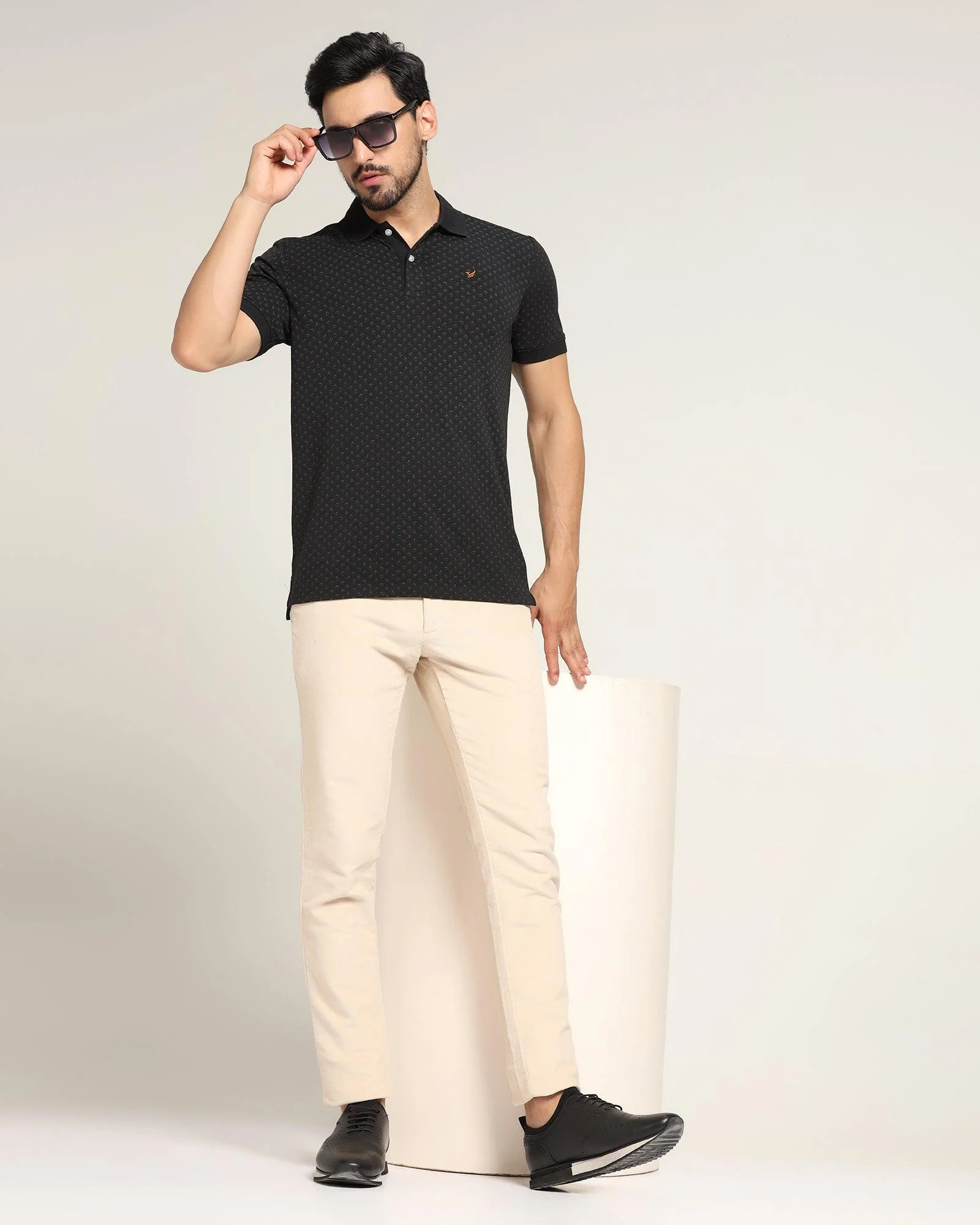 Slim Comfort B-95 Casual Beige Textured Khakis - Moon - Image 6