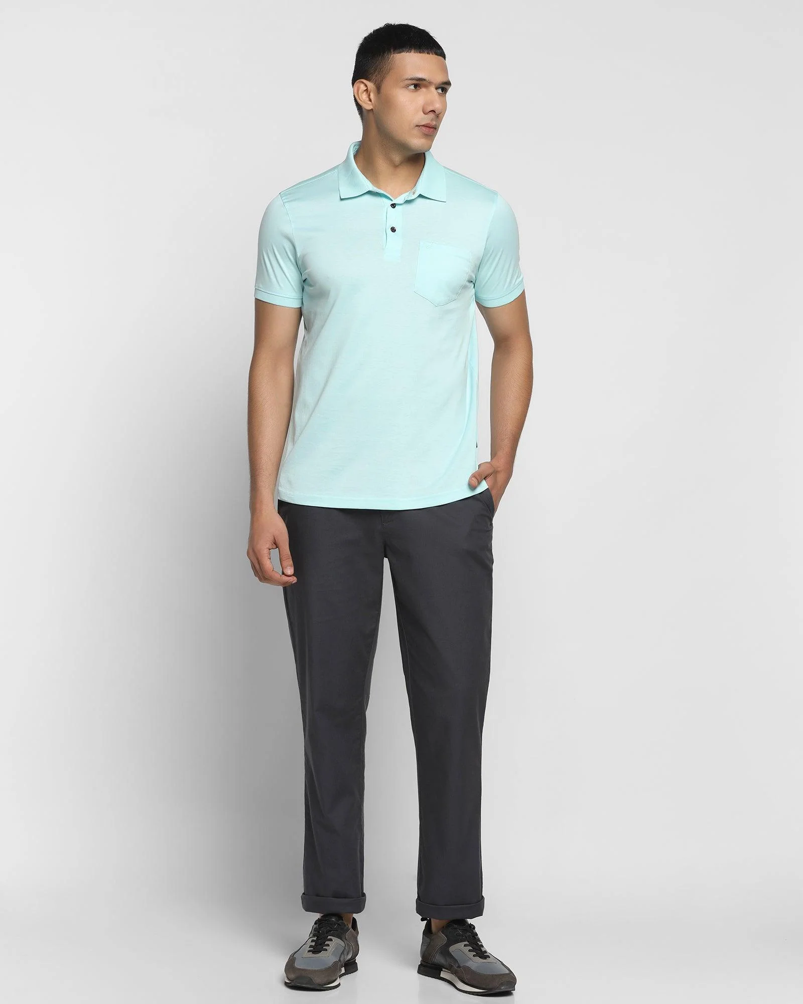 Straight B-90 Casual Charcoal Textured Khakis - Cratis