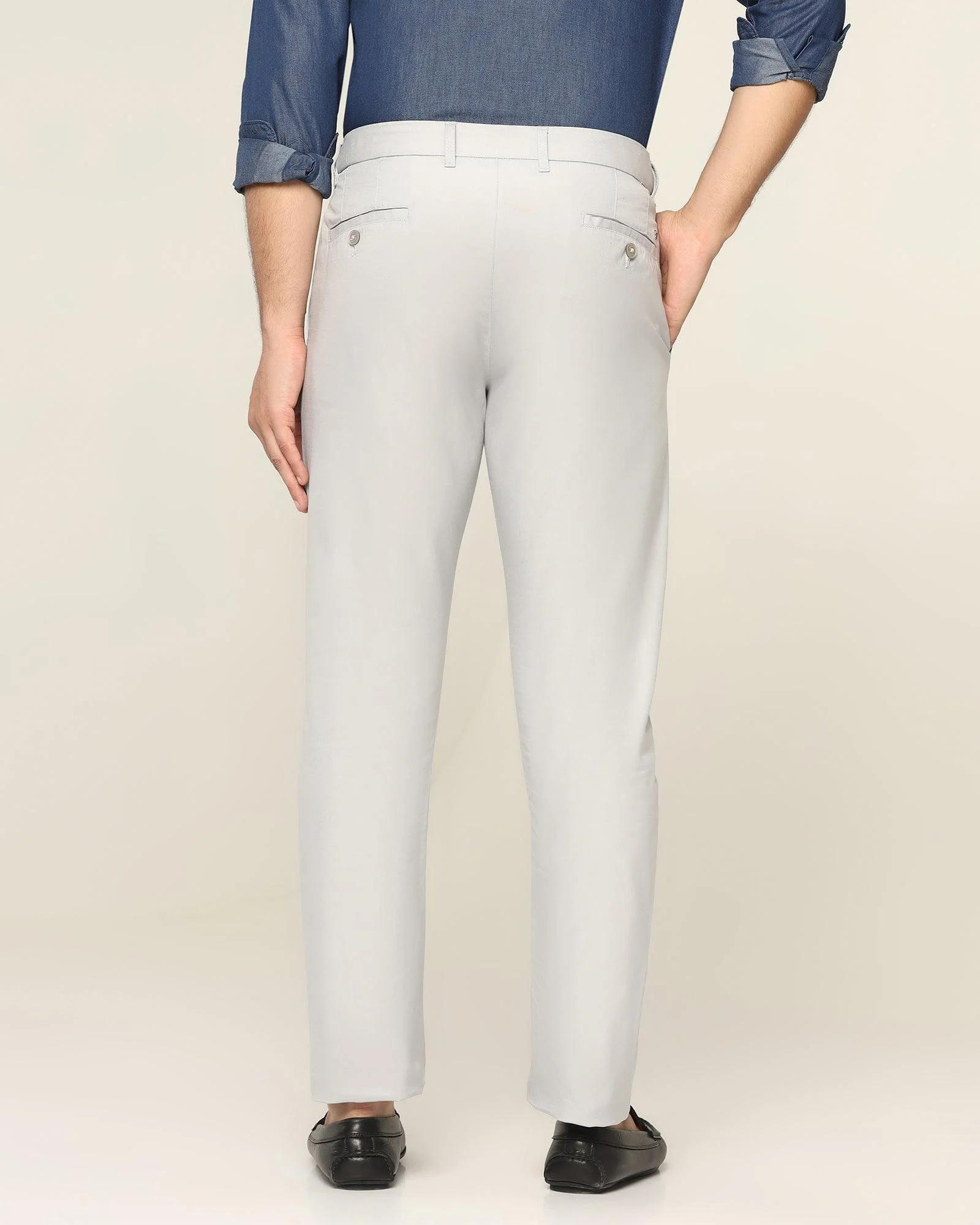 Slim Comfort B-95 Casual Grey Textured Khakis - Jeny - Image 2