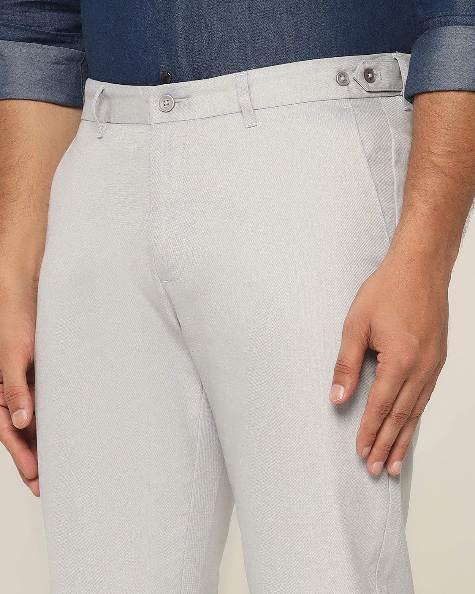 Slim Comfort B-95 Casual Grey Textured Khakis - Jeny - Image 4