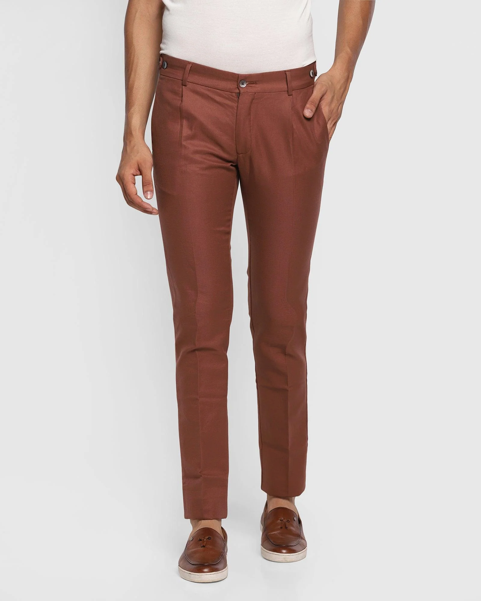 Slim Comfort B-95 Casual Rust Textured Khakis - Jen - Image 3