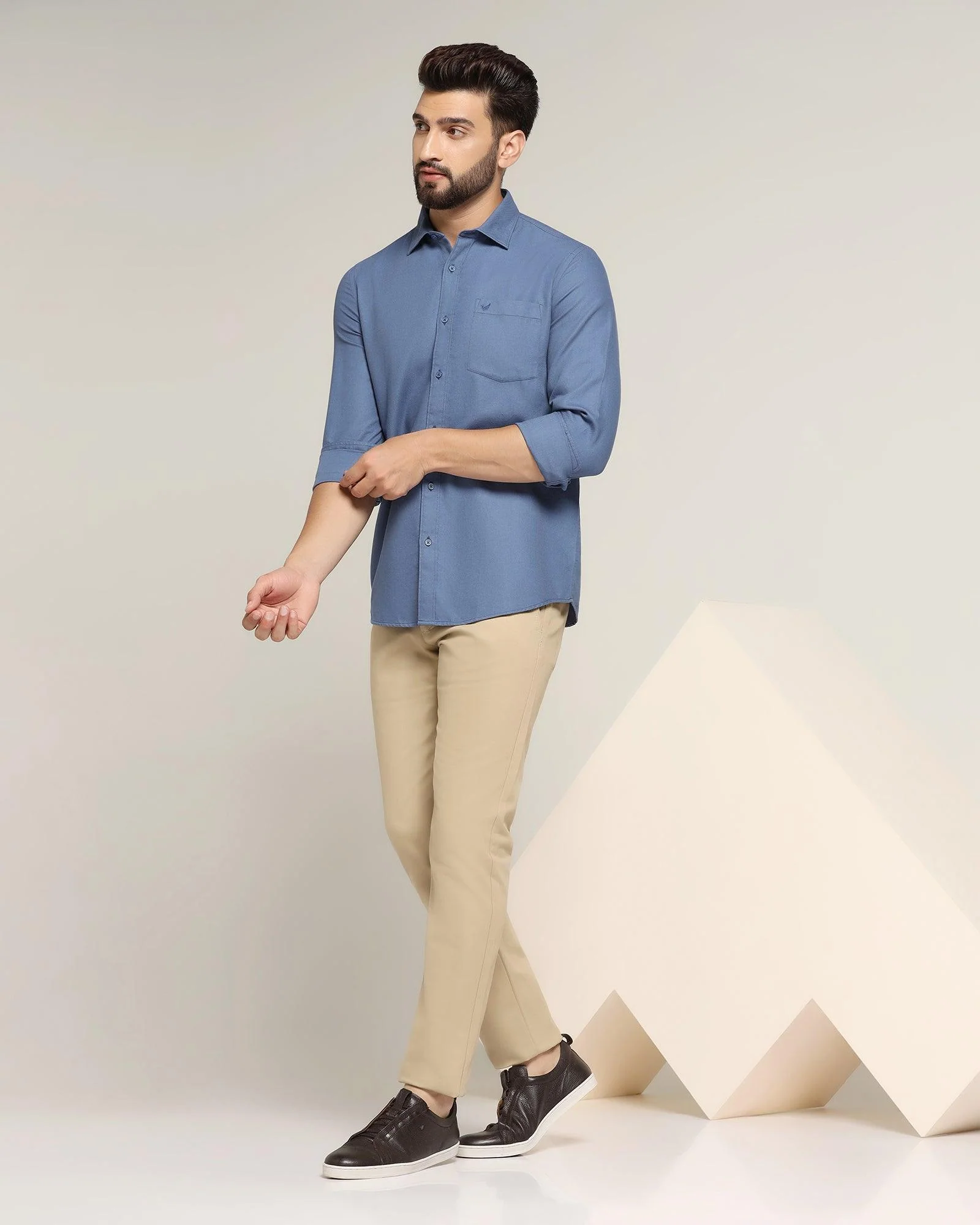 Casual Blue Textured Shirt - Caty - Image 7